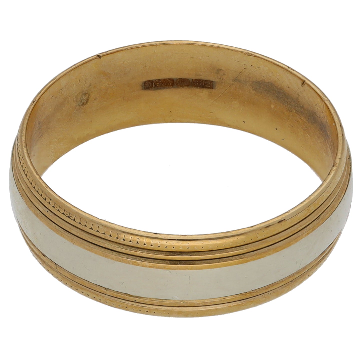 9ct Bicolour Gold Plain Wedding Ring Size P
