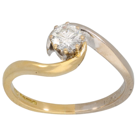 18ct Bicolour Gold 0.30ct Diamond Solitaire Ring Size L