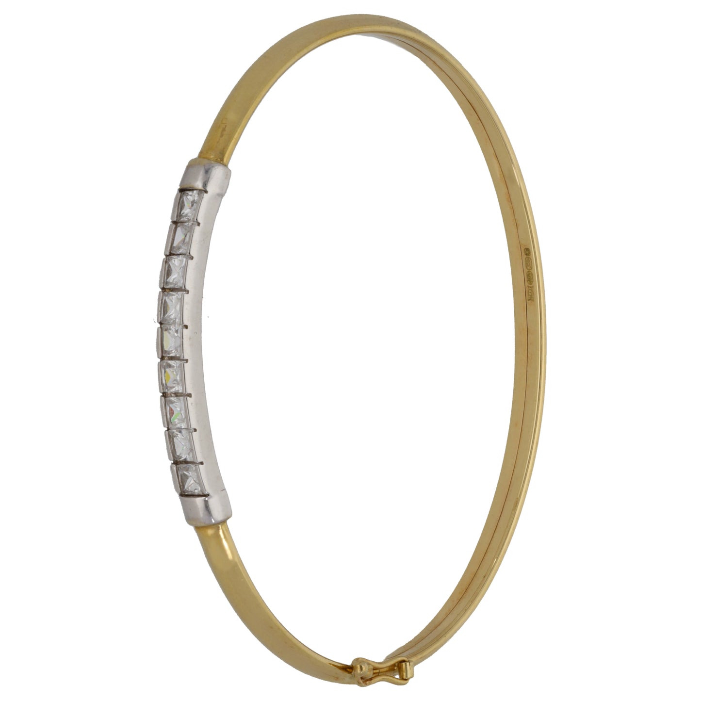 9ct Gold Cubic Zirconia Hinged/Clasp Bangle