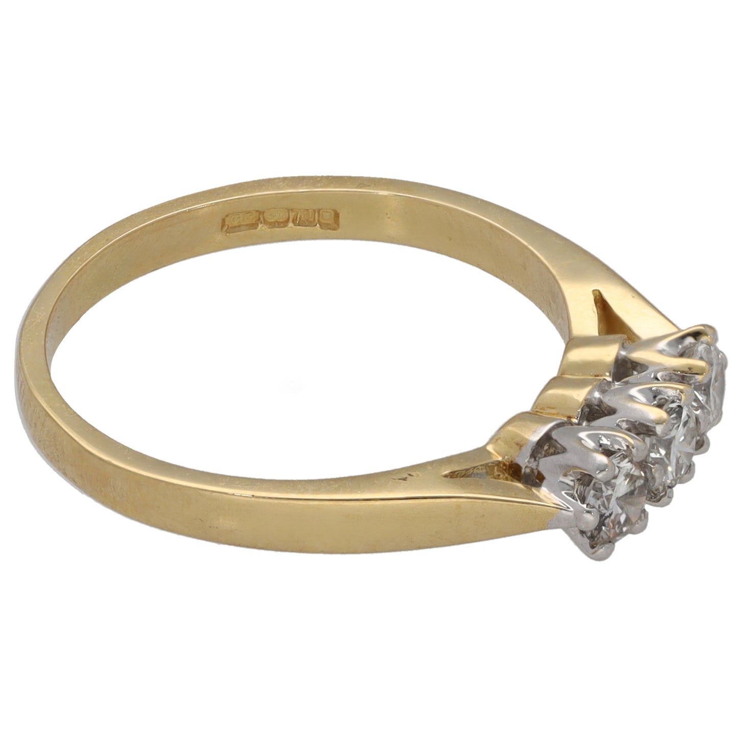 18ct Gold 0.33ct Diamond Trilogy Ring Size M