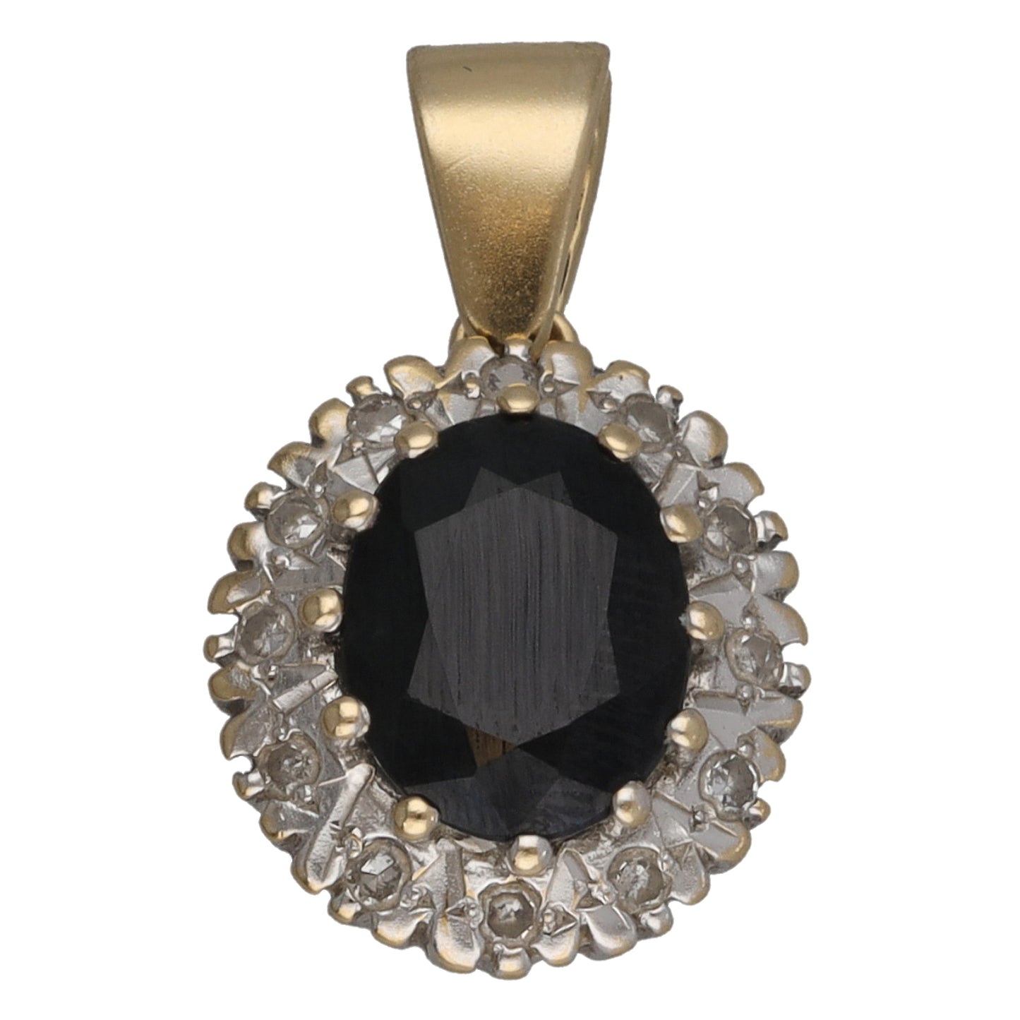 9ct Gold Sapphire & 0.12ct Diamond Dress/Cocktail Pendant