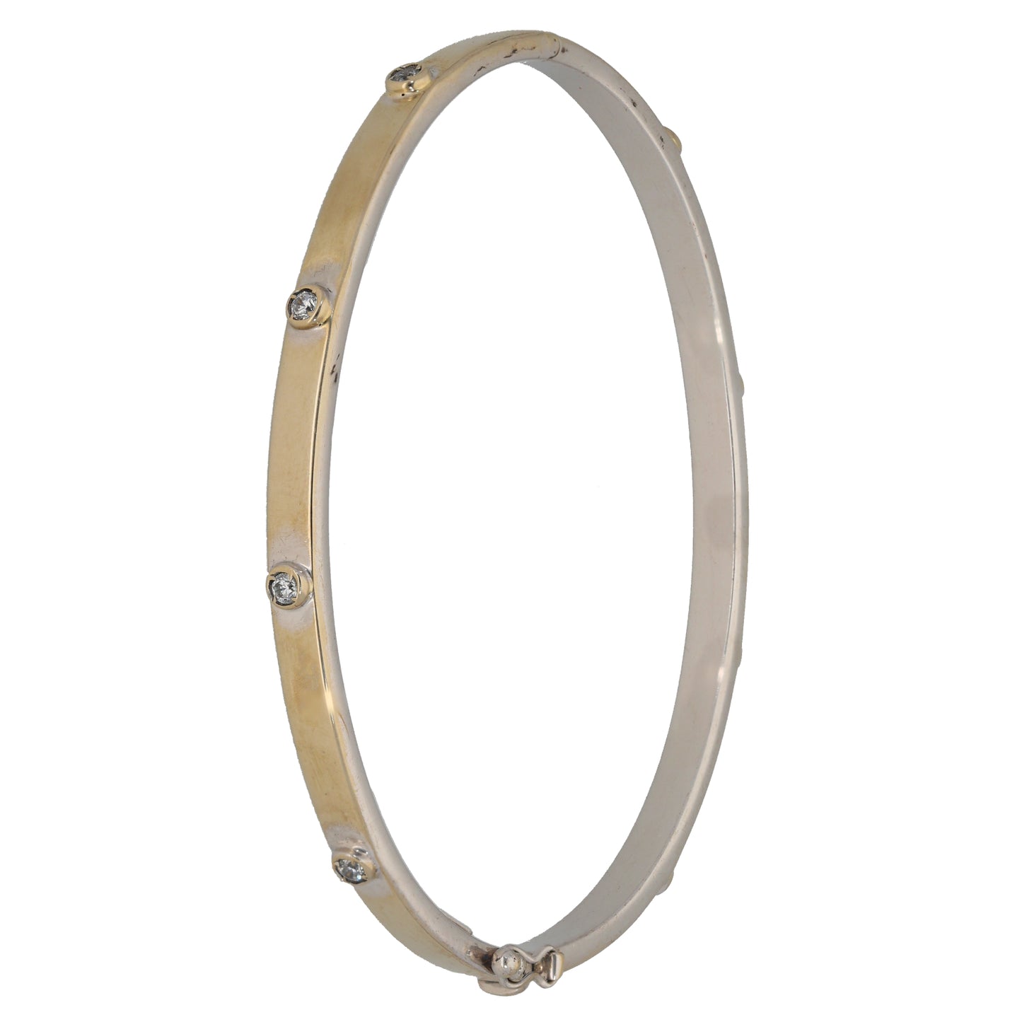 9ct White Gold Cubic Zirconia Hinged/Clasp Bangle