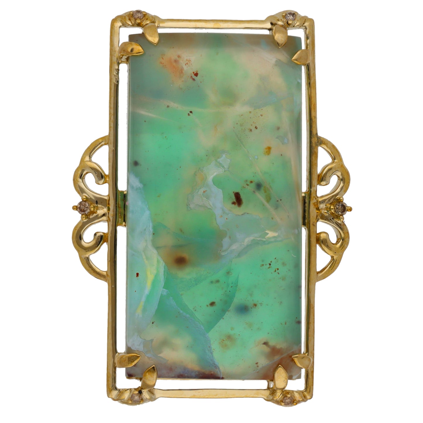 9ct Gold Aquaprase & 0.03ct Diamond Dress/Cocktail Ring Size N