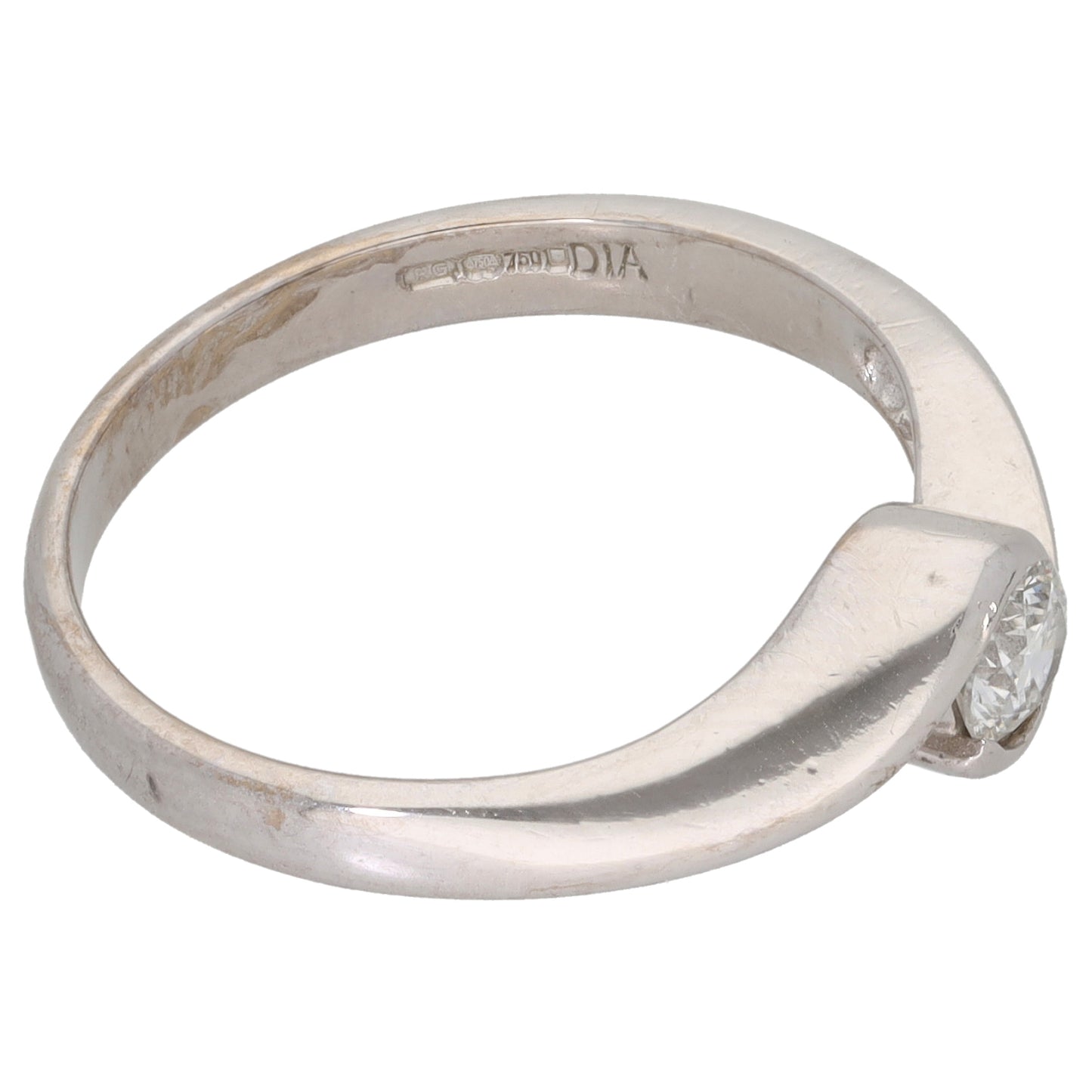 18ct White Gold 0.25ct Diamond Solitaire Ring Size P