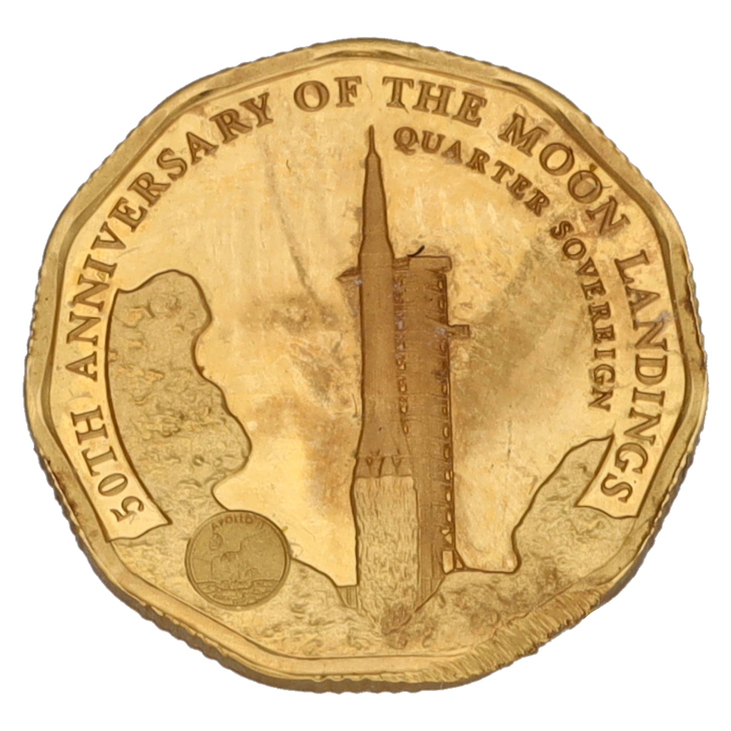 22ct Gold 50th Anniversary Of The Moon Landing Quarter Sovereign Coin 2019