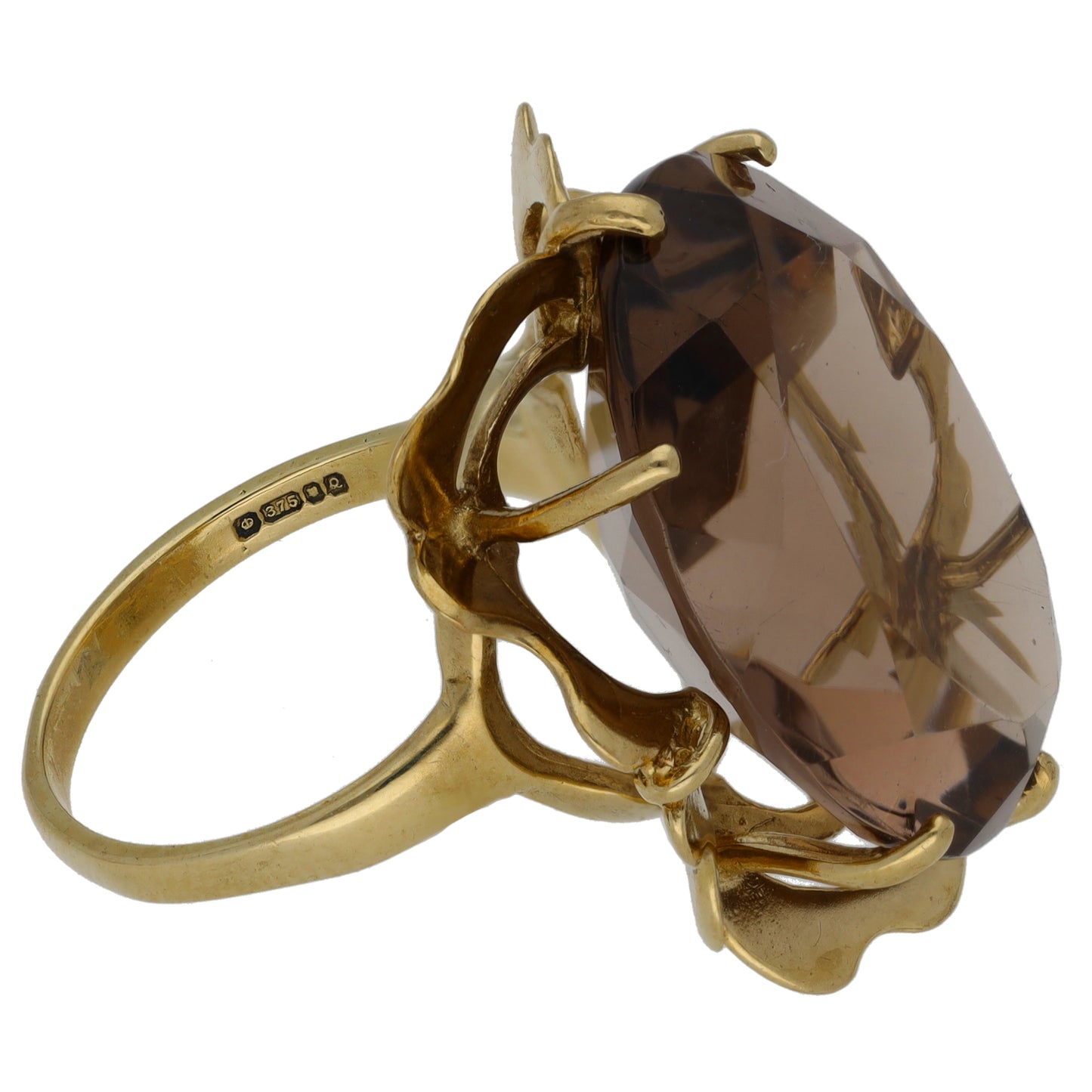 9ct Gold Smoky Quartz Single Stone Ring Size O