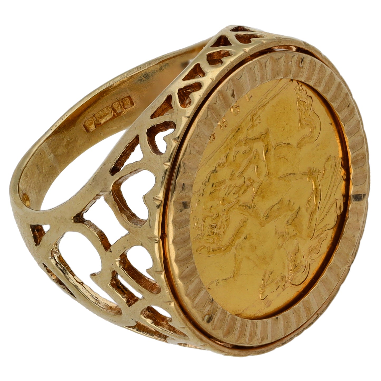 9ct Gold Half Sovereign Coin Ring Size M