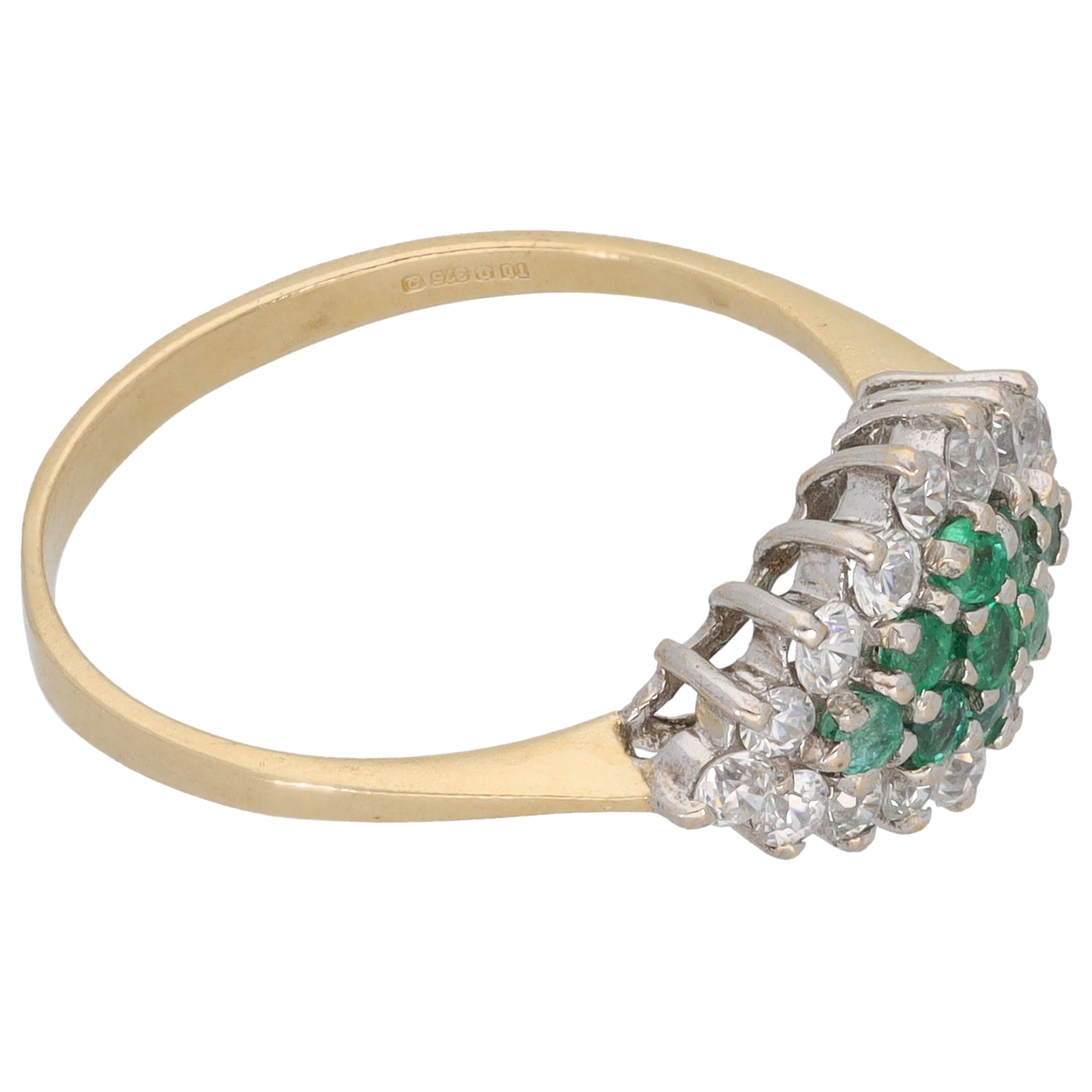 9ct Gold Emerald & Cubic Zirconia Dress/Cocktail Ring Size P
