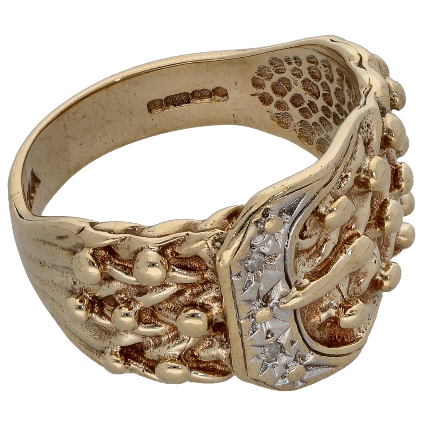 9ct Gold 0.01ct Diamond Buckle Ring Size M