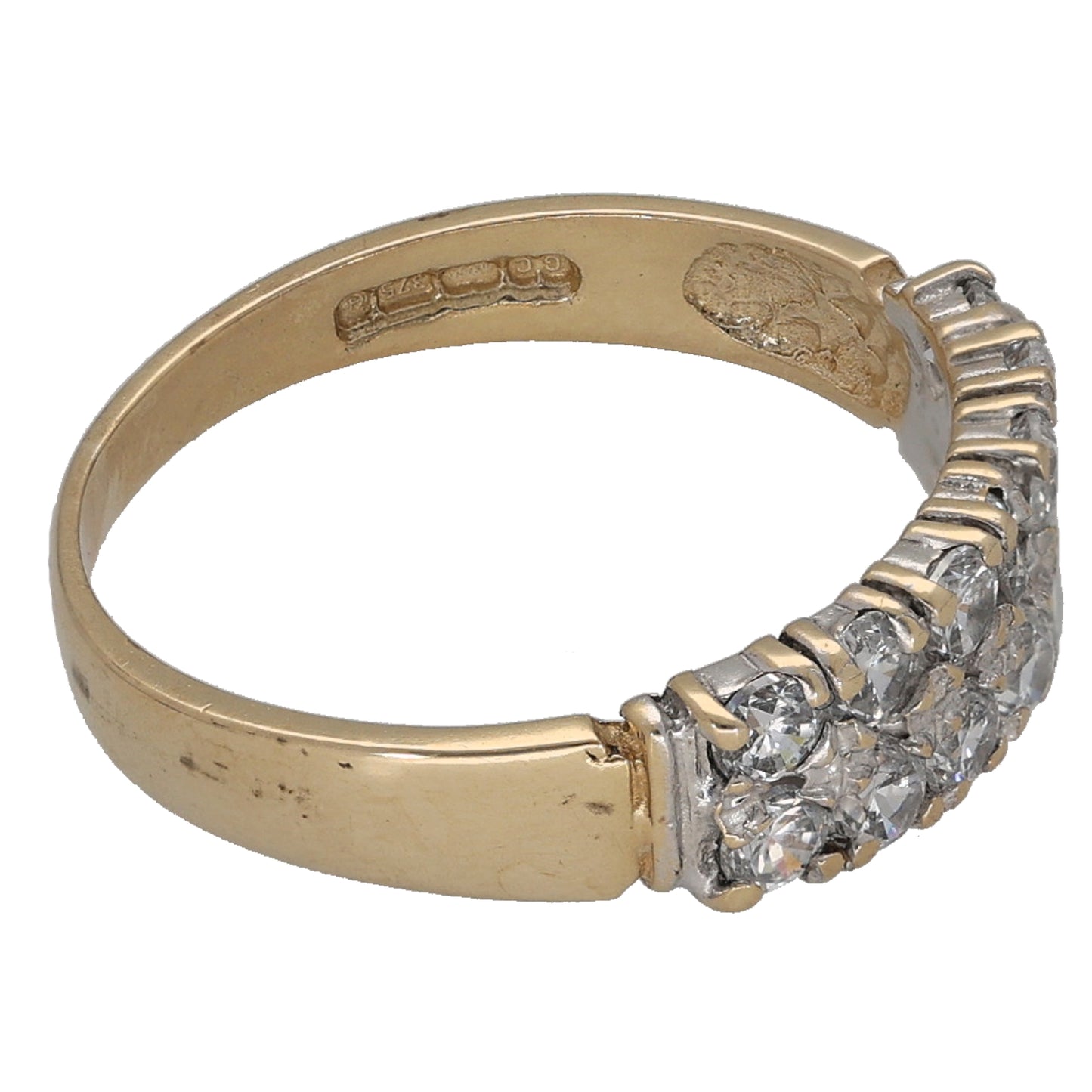 9ct Bicolour Gold Cubic Zirconia Half Eternity Ring Size K