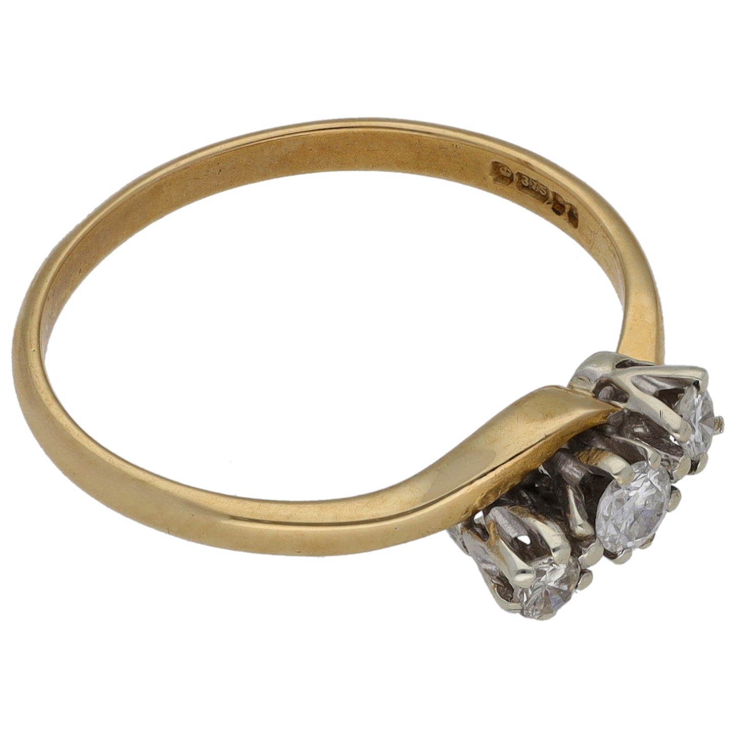 9ct Gold 0.20ct Diamond Trilogy Ring Size P