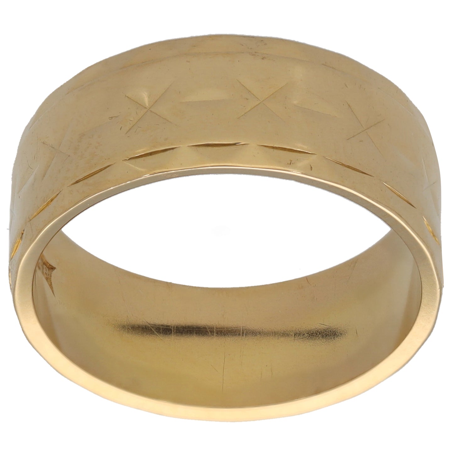 18ct Gold Patterned Wedding Ring Size N
