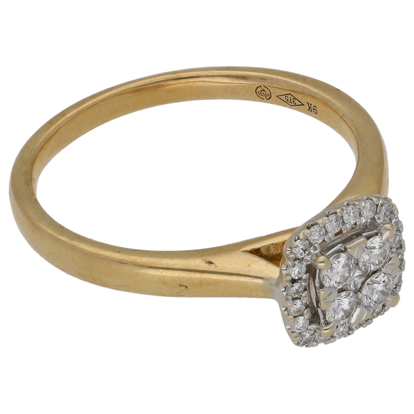 9ct Gold 0.27ct Diamond Cluster Ring Size N
