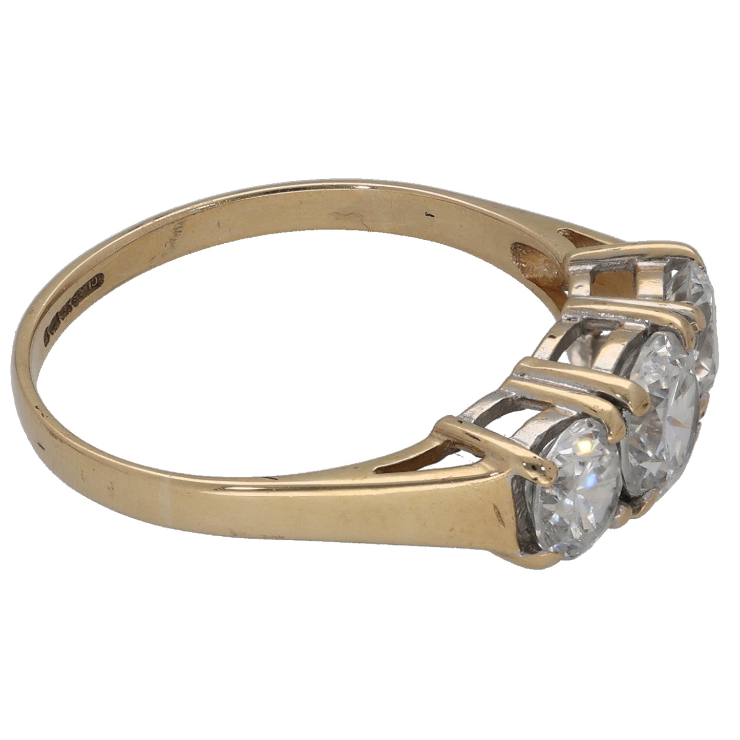 9ct Gold Cubic Zirconia Trilogy Ring Size P