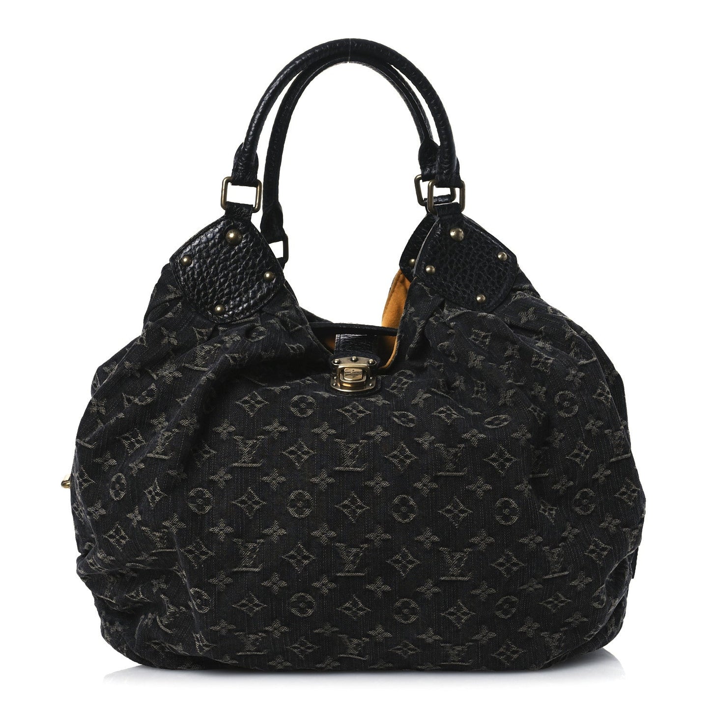 Louis Vuitton Mahina Monogram Denim Leather Hobo Bag - Black