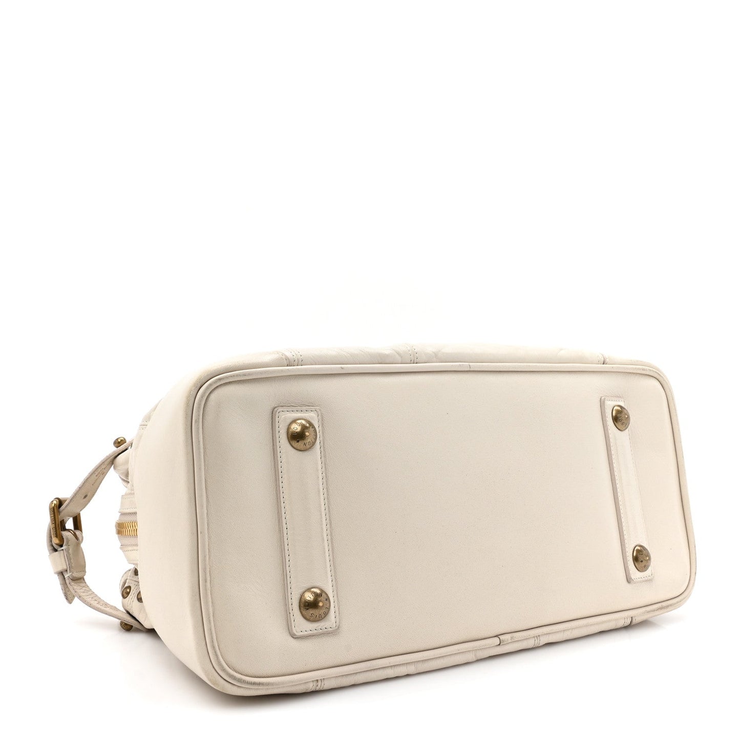Louis Vuitton Riveting White Lambskin Leather Bag - White