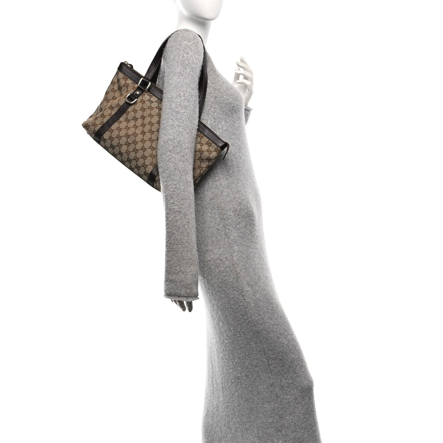 Gucci GG Monogram Medium Abbey Tote Dark Brown Canvas Bag - Dark Brown