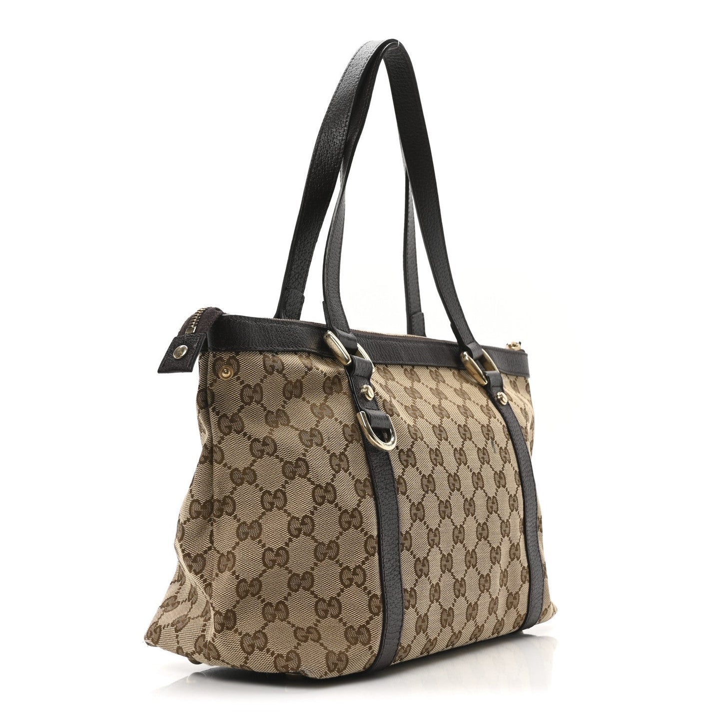 Gucci GG Monogram Medium Abbey Tote Dark Brown Canvas Bag - Dark Brown