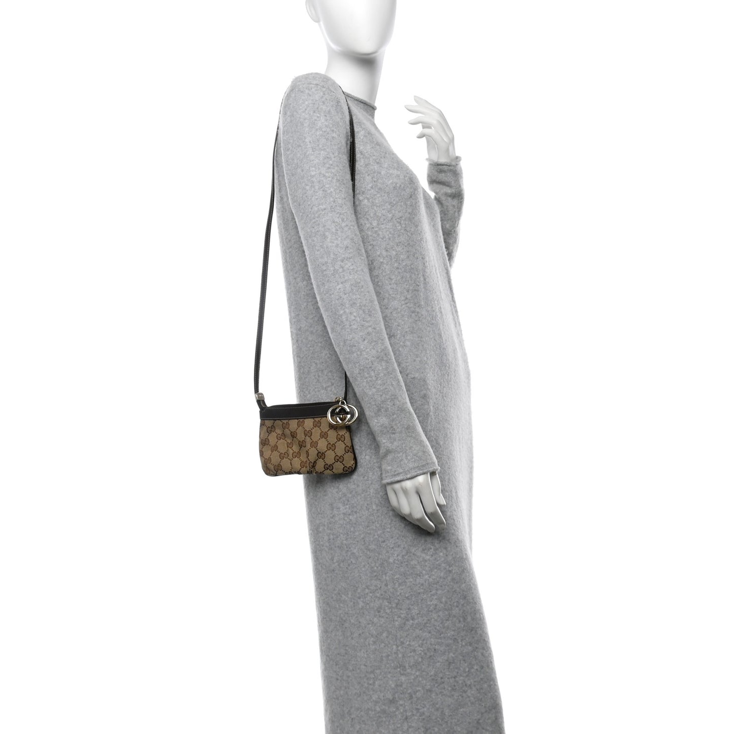 Gucci GG Monogram Small Crossbody Dark Brown Coated Canvas Bag - Brown