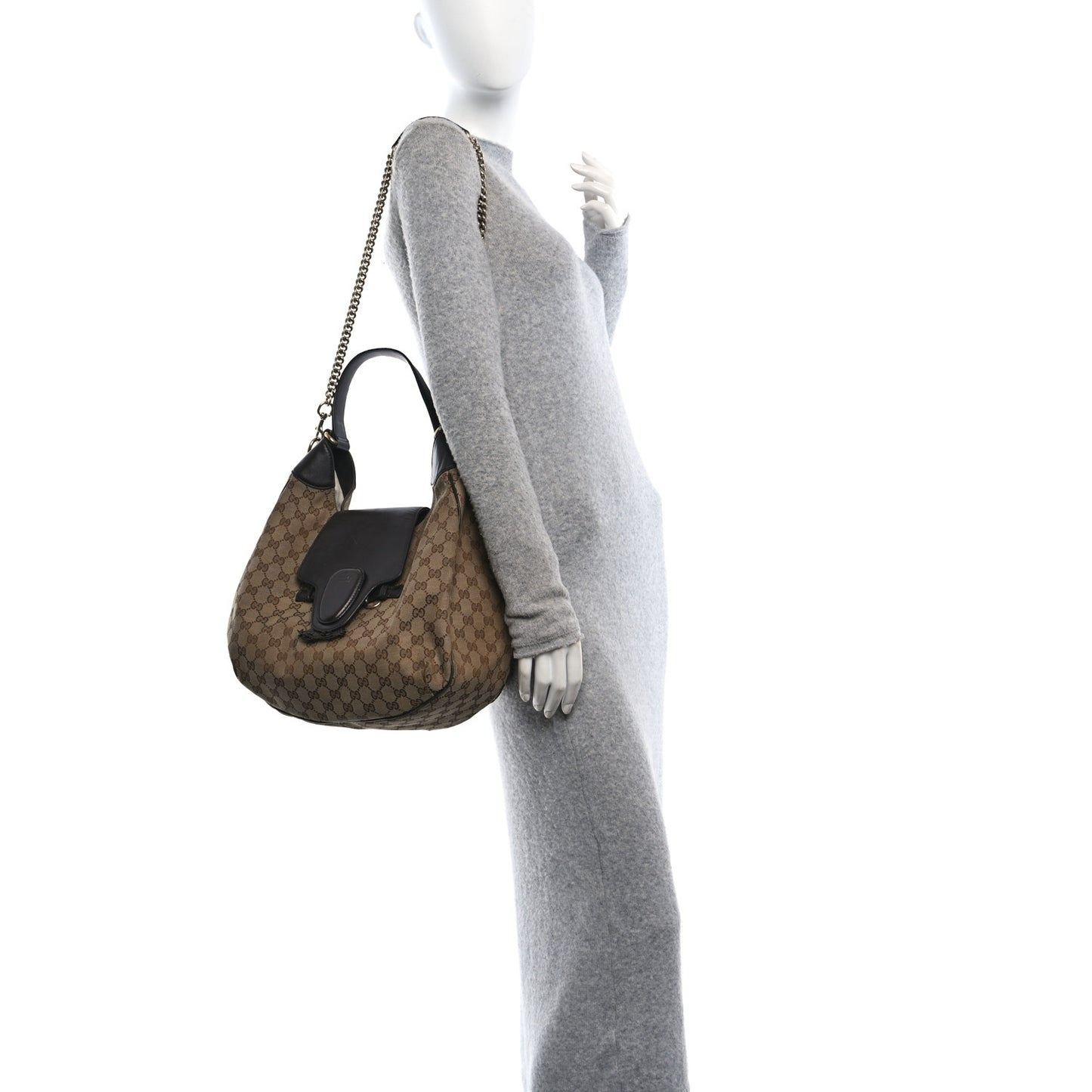 Gucci GG Monogram Canvas Hobo Bag - Beige, Ebony & Coccoa