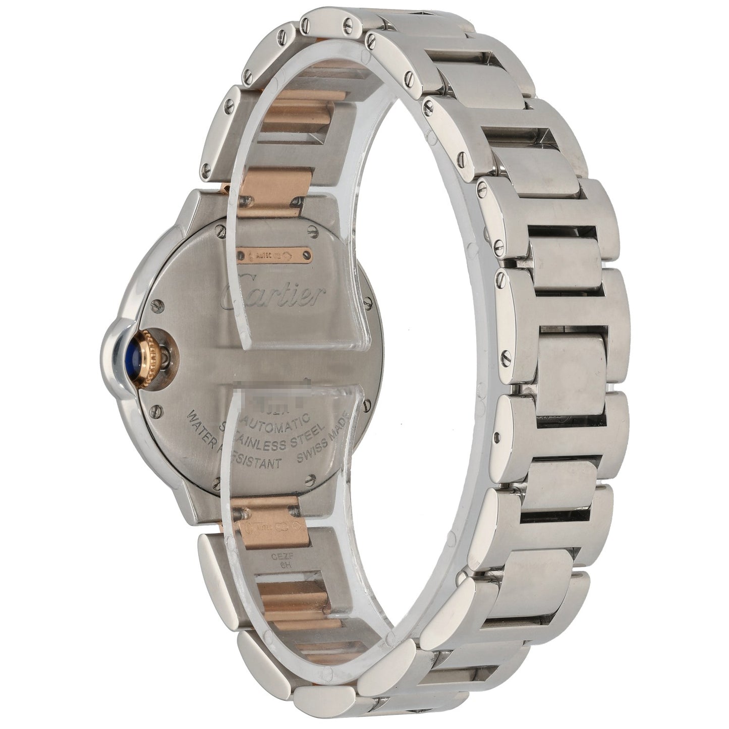 Cartier Ballon Bleu W3BB0006 bi-colour automatic watch with a champasgne coloured dial, bezel and silver link bracelet