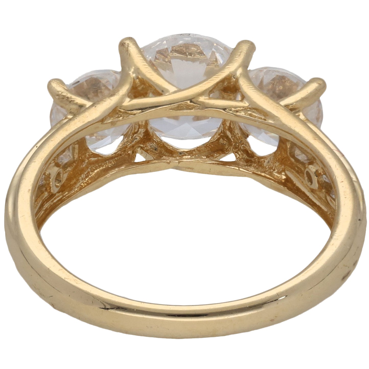 14ct Gold Cubic Zirconia Dress/Cocktail Ring Size M