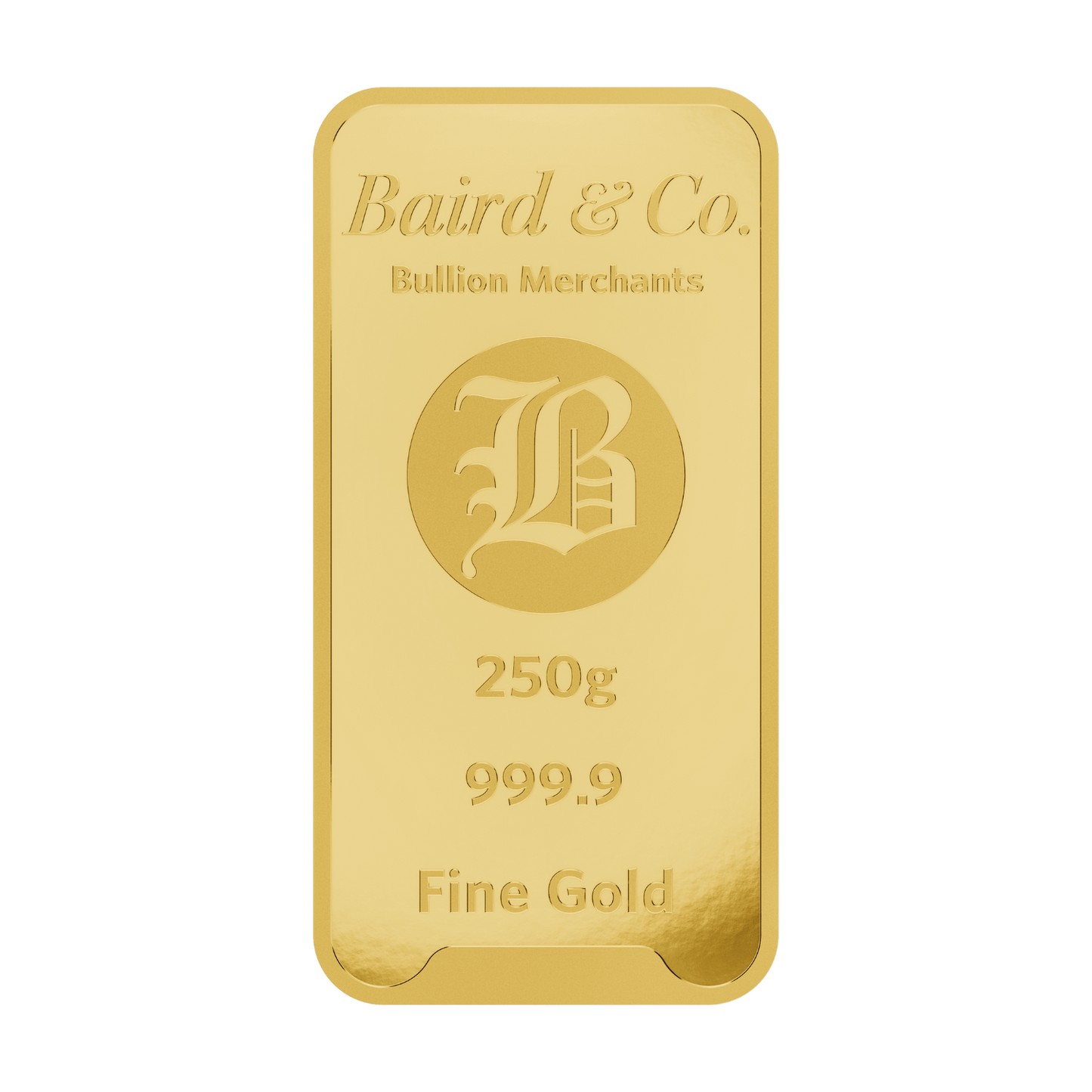 New Baird & Co 24ct 250g Gold Minted Bar