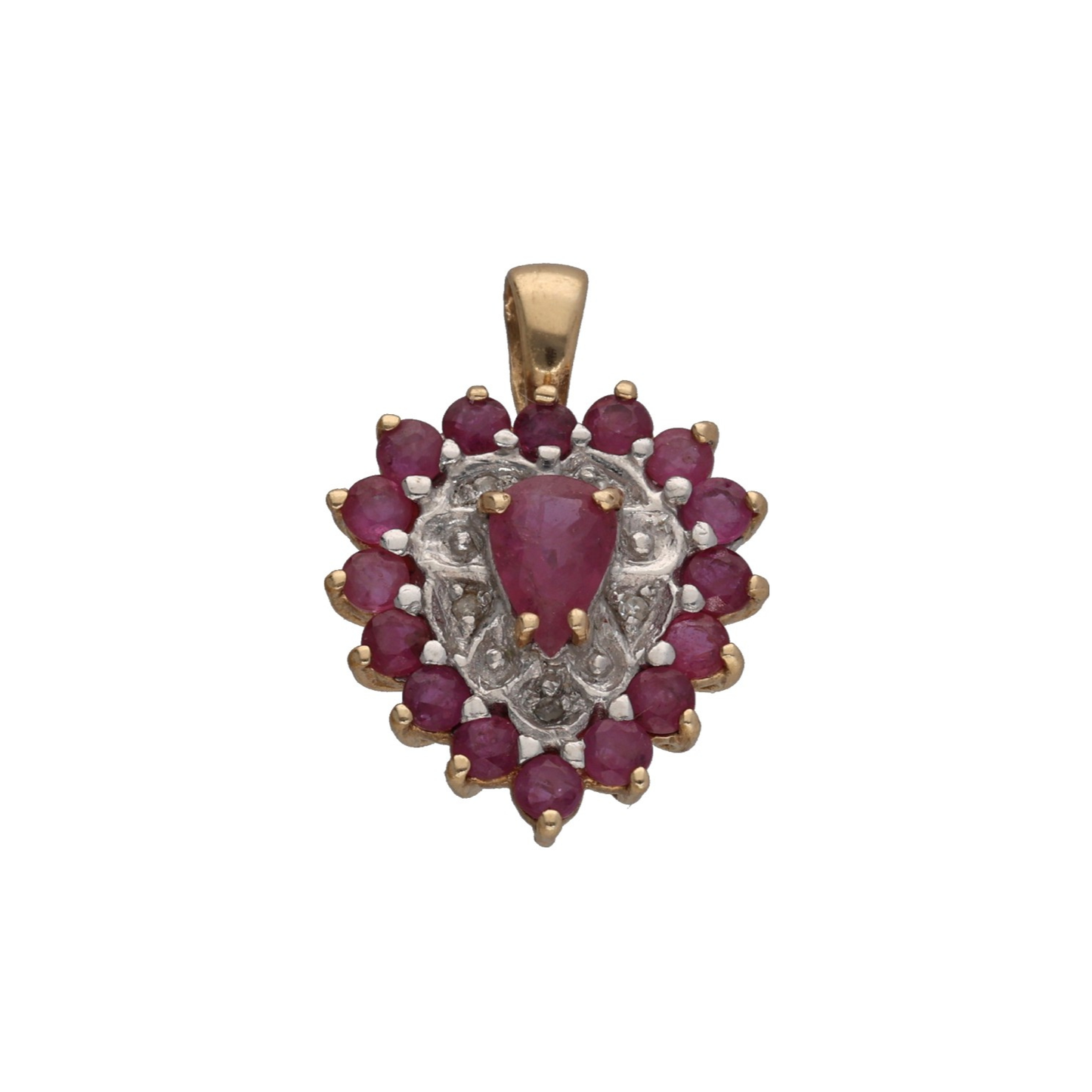 9ct Gold Ruby & 0.025ct Diamond Dress/Cocktail Pendant