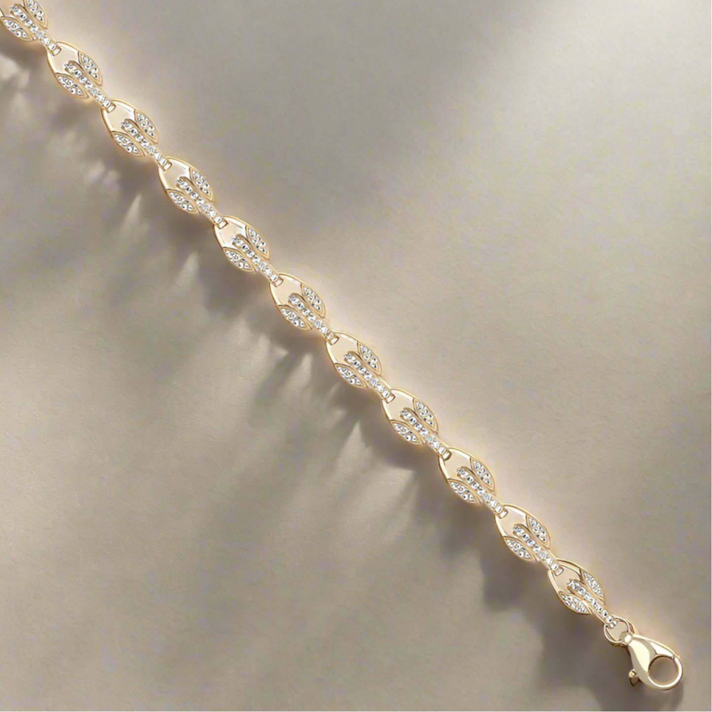 New 9ct Gold 8mm Cubic Zirconia Tulip Chain or Bracelet - Various Sizes