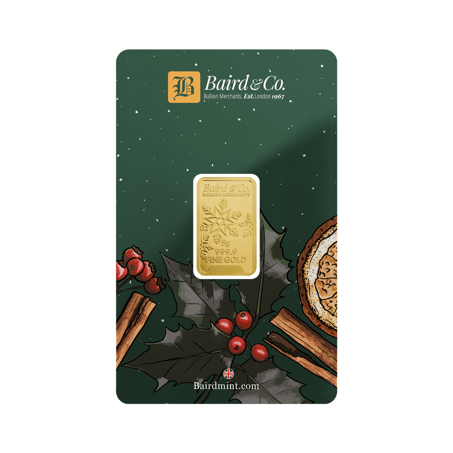 New 24ct 5g Christmas Gold Bar