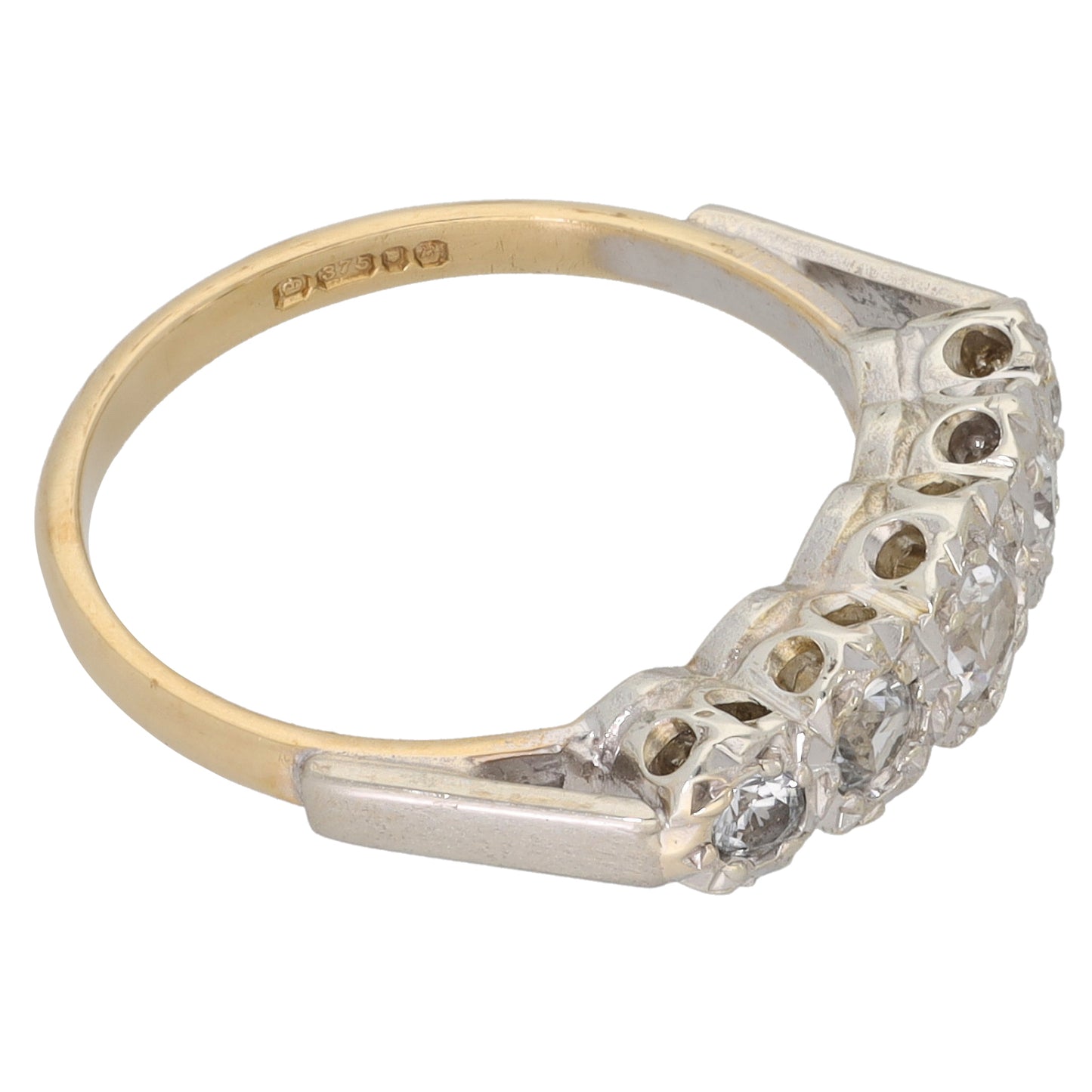 9ct Bicolour Gold Cubic Zirconia Half Eternity Ring Size L