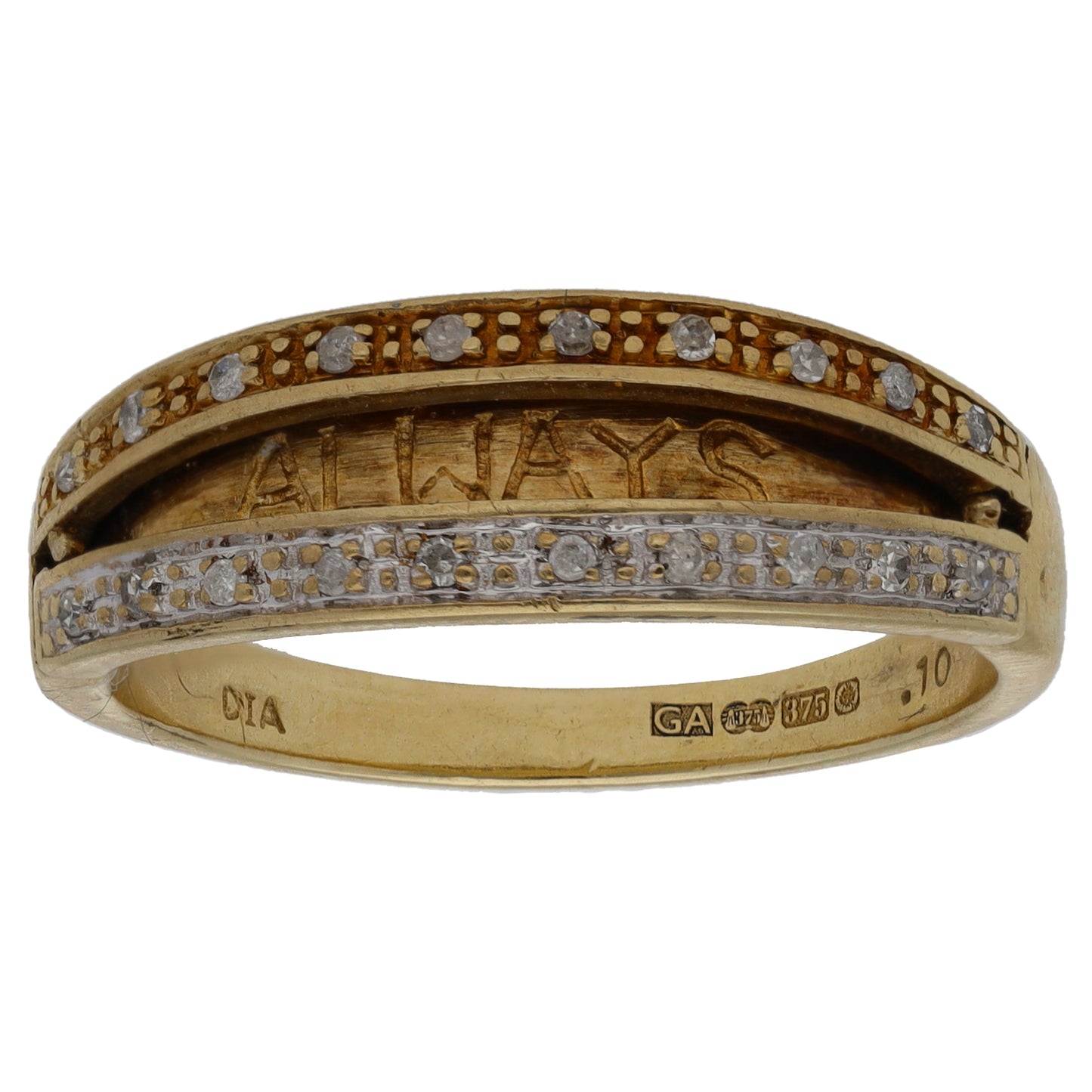 9ct Gold 0.10ct Diamond Half Eternity Ring Size T