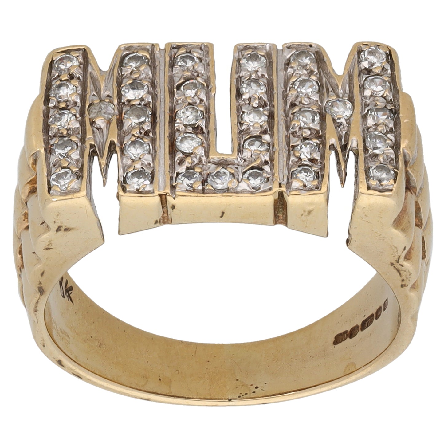 9ct Gold Cubic Zirconia Mum Ring Size O