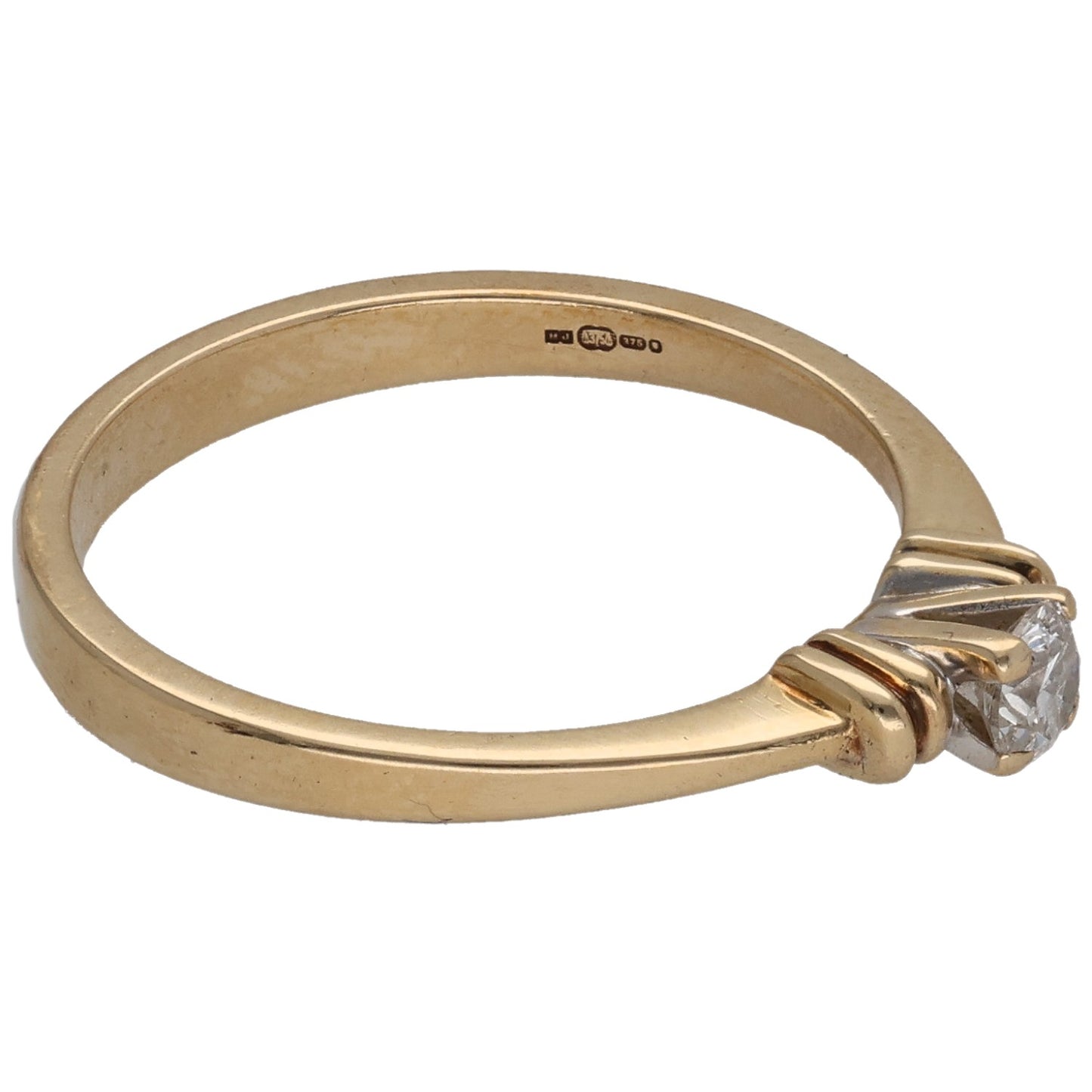 9ct Gold 0.16ct Diamond Solitaire Ring Size N