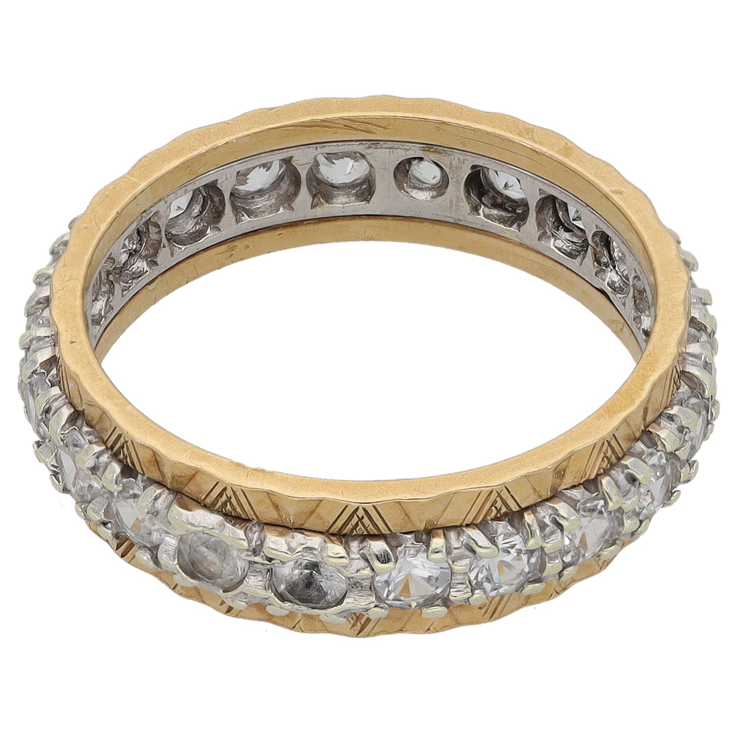 9ct Bicolour Gold Imitation Gems Eternity Ring Size M