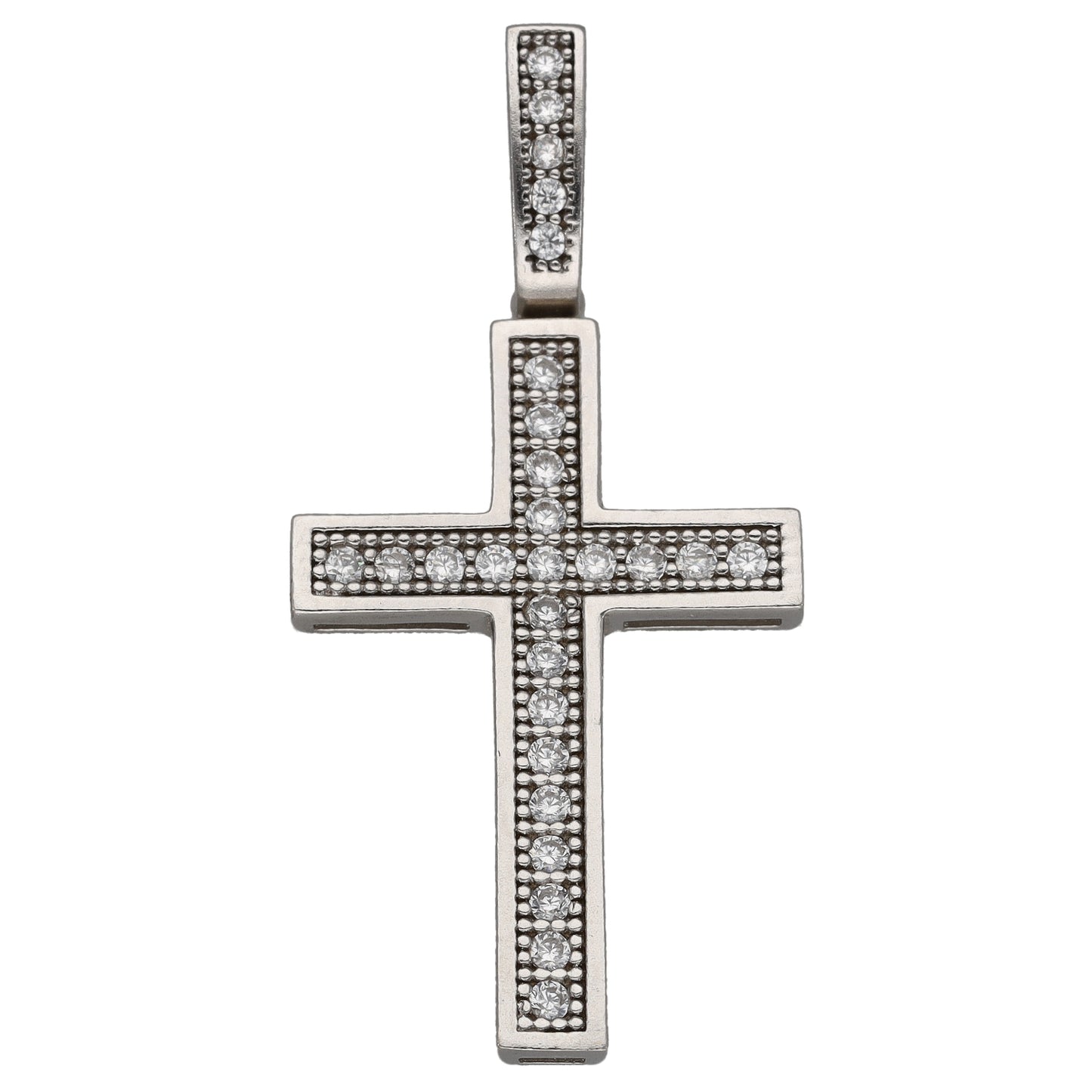 14ct White Gold Cubic Zirconia Cross Pendant
