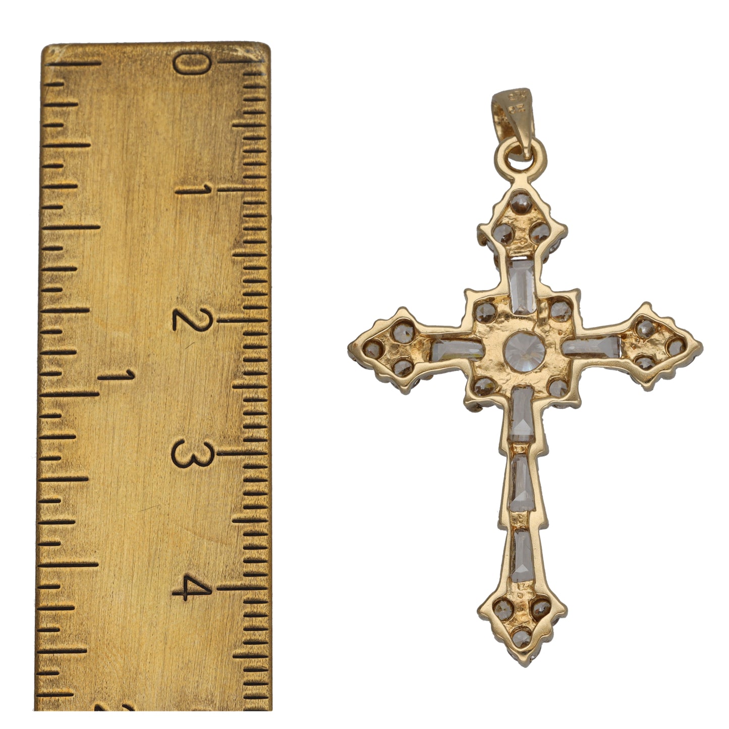 9ct Gold Cubic Zirconia Cross Pendant