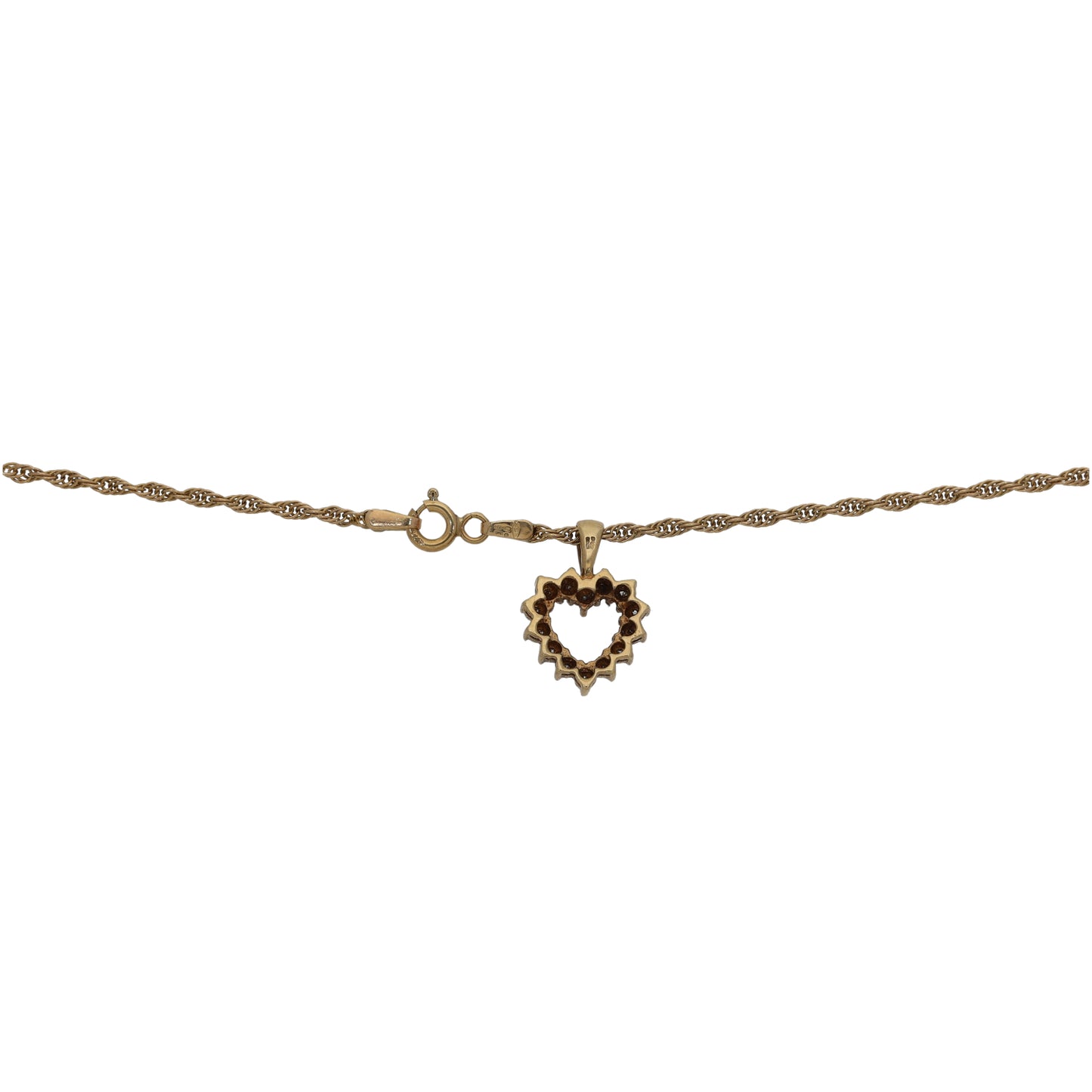 9ct Gold 0.14ct Diamond Heart Pendant With Chain