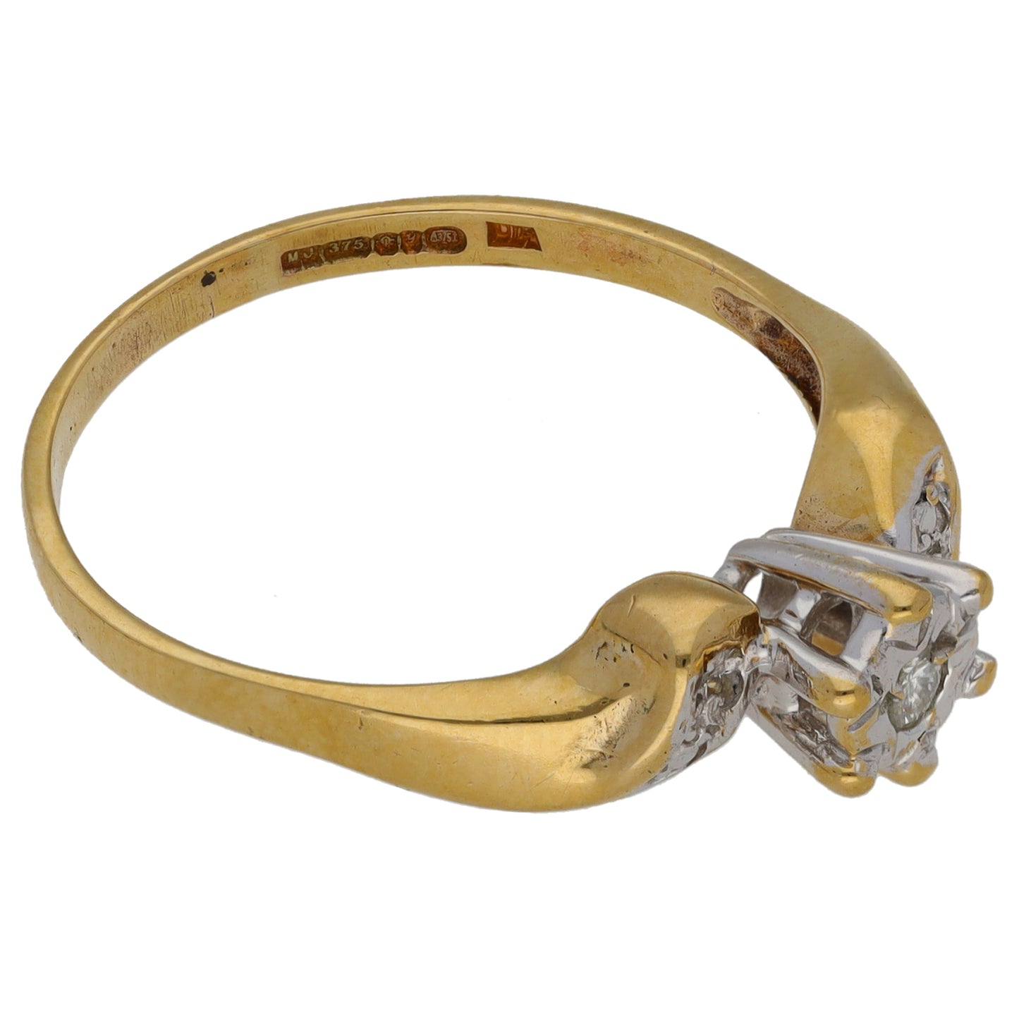 9ct Gold 0.05ct Diamond Three Stone Ring Size P