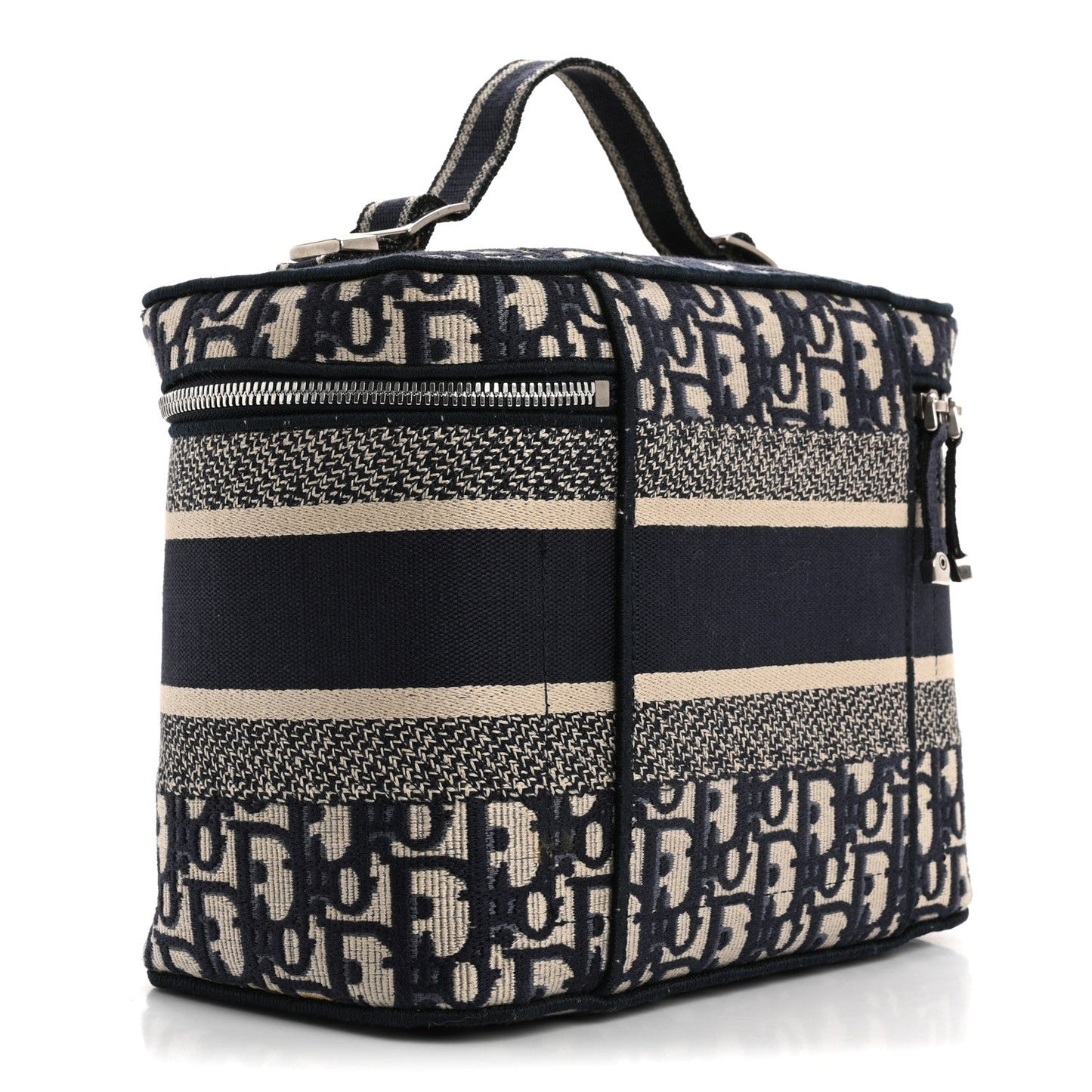 Christian Dior Diortravel Vanity Case Oblique Canvas Bag - Blue & Beige