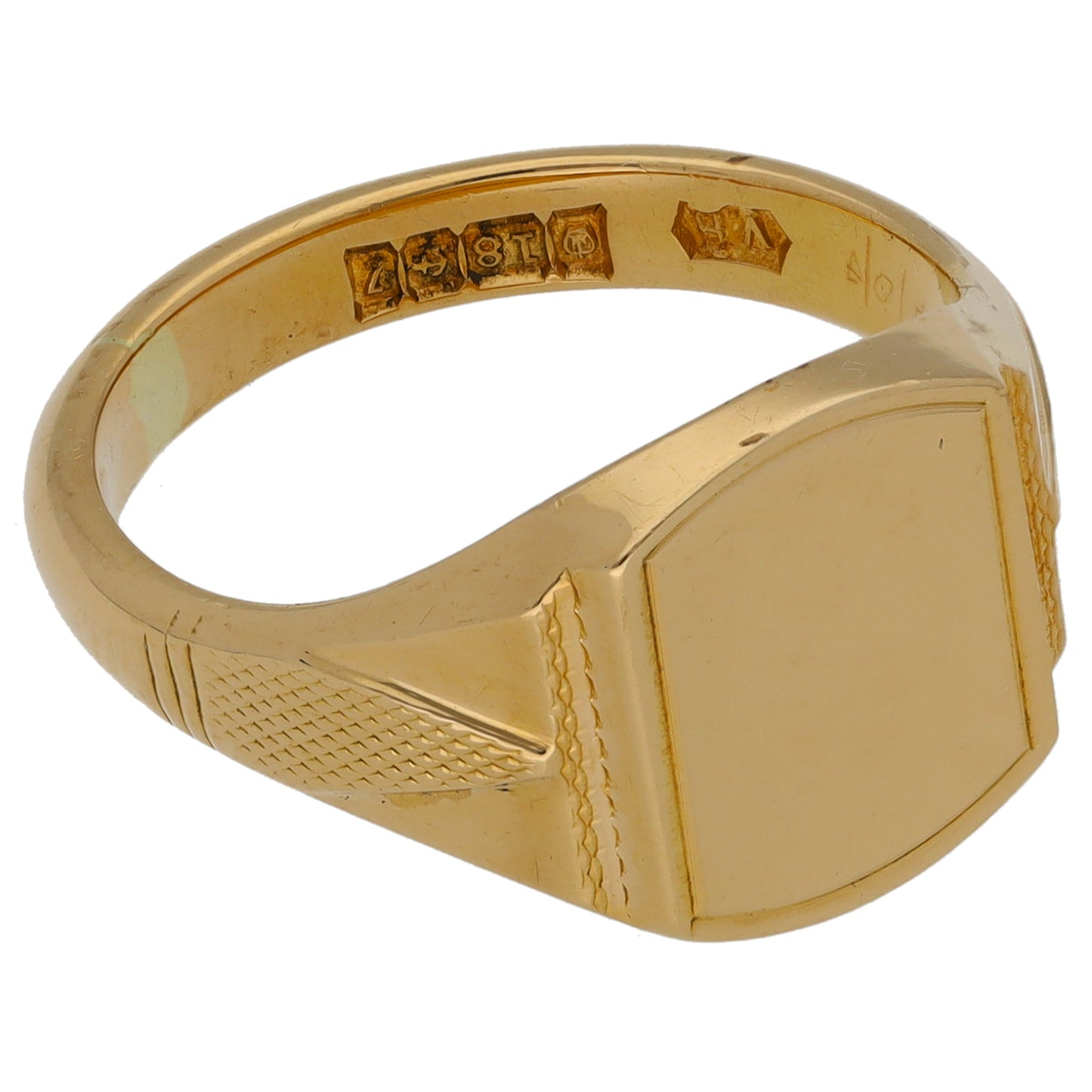 18ct Gold Plain Signet Ring Size P