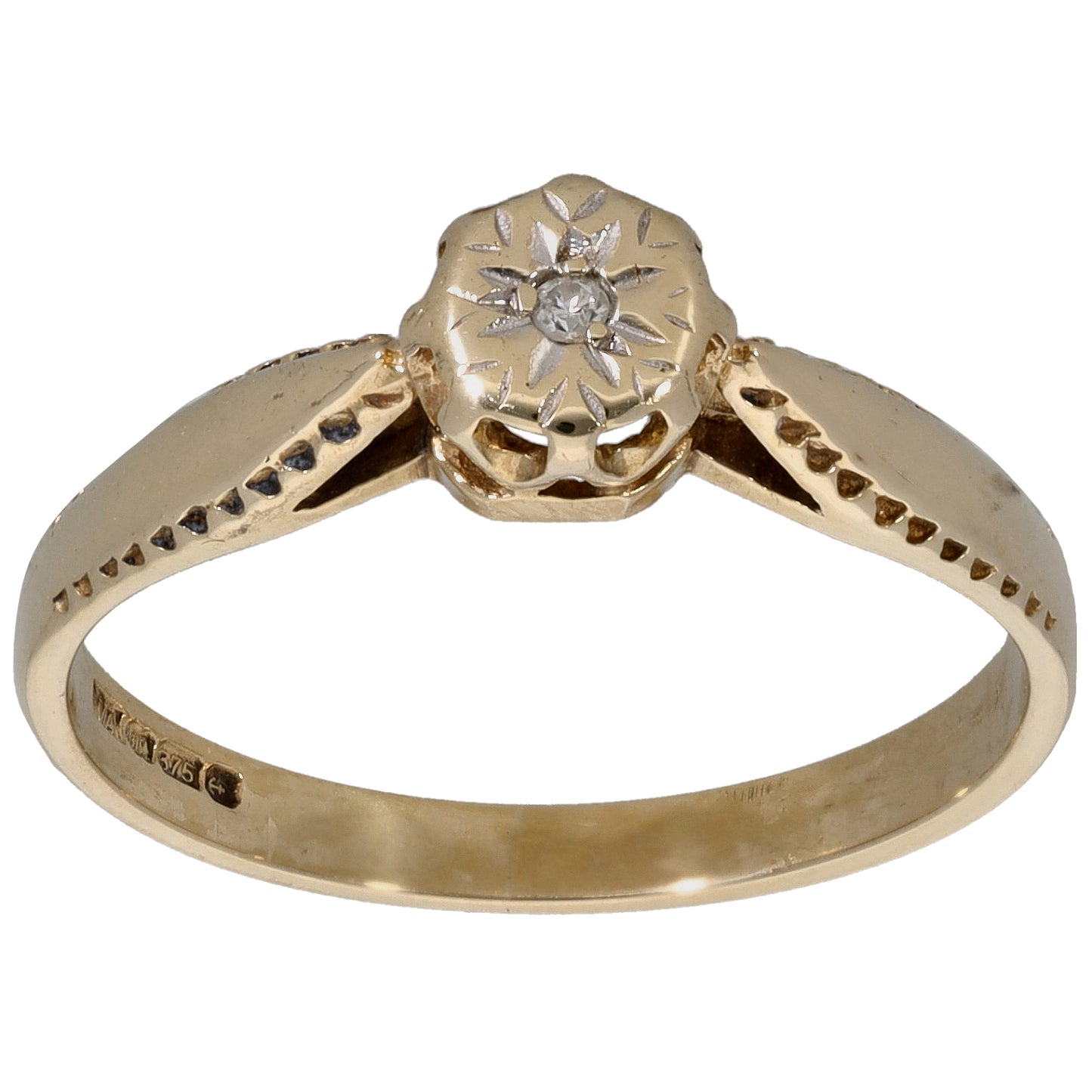 9ct Gold 0.02ct Diamond Solitaire Ring Size N
