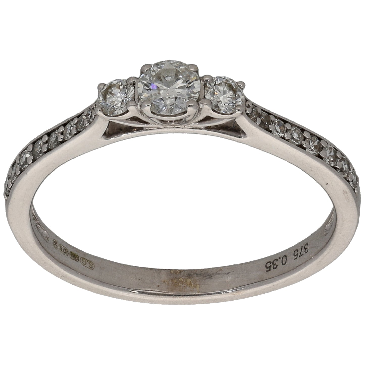 9ct White Gold 0.35ct Diamond Dress/Cocktail Ring Size N