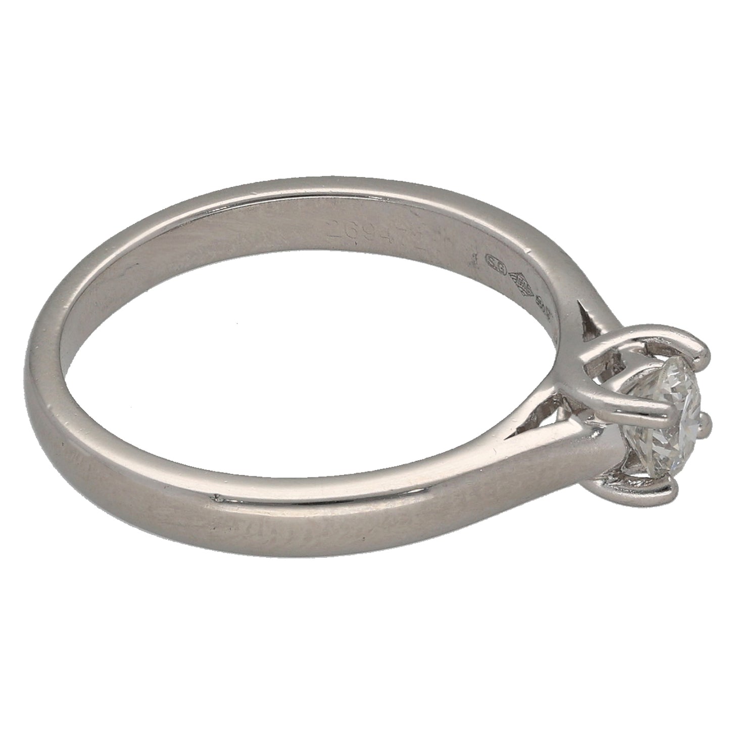 Platinum 0.32ct Diamond Solitaire Ring Size L