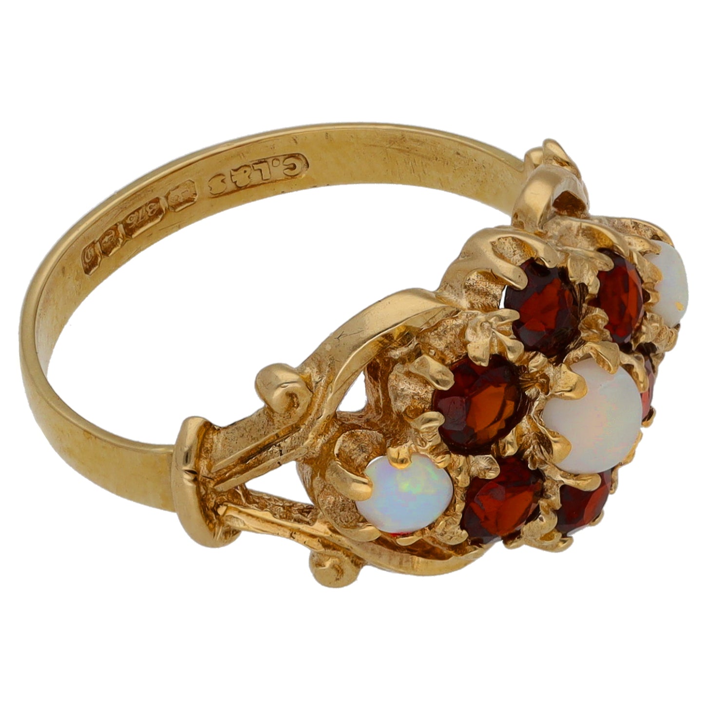9ct Gold Opal & Garnet Dress/Cocktail Ring Size K