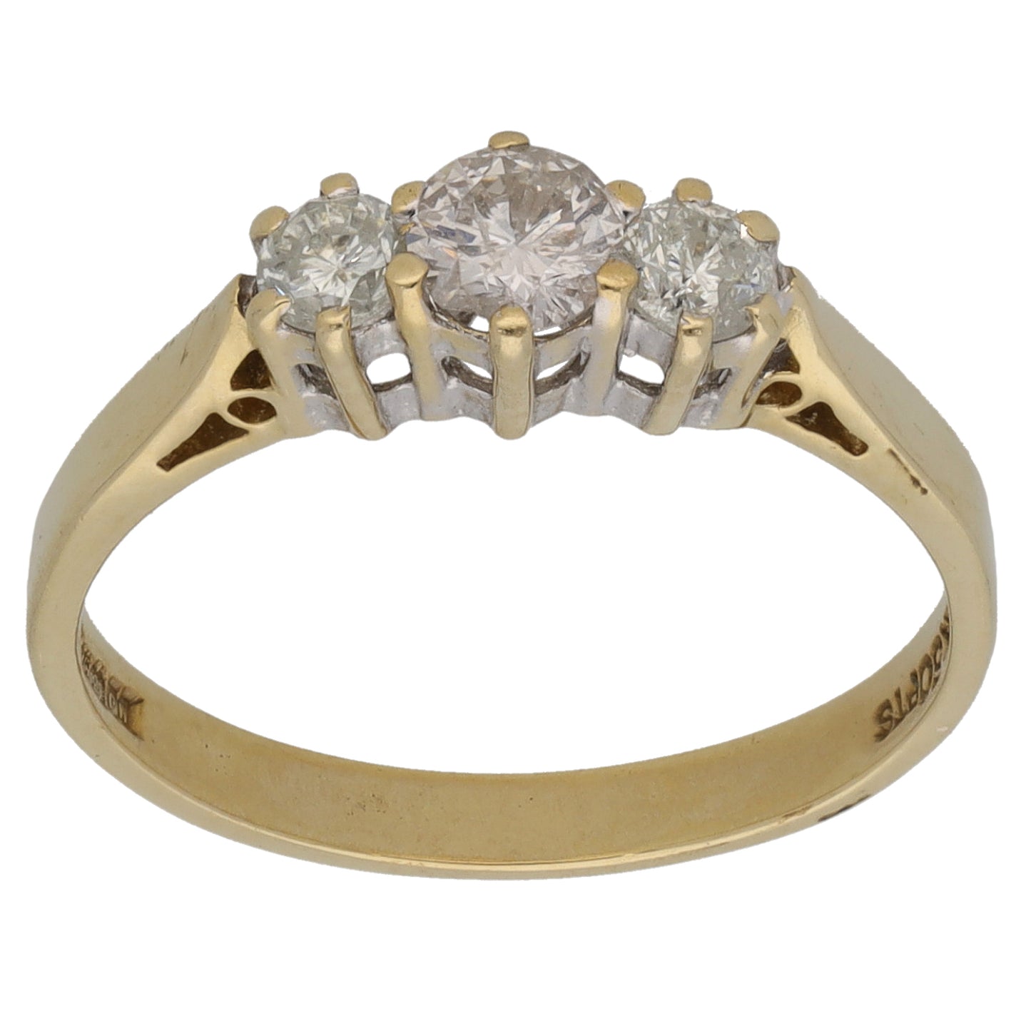 9ct Gold 0.50ct Diamond Trilogy Ring Size N