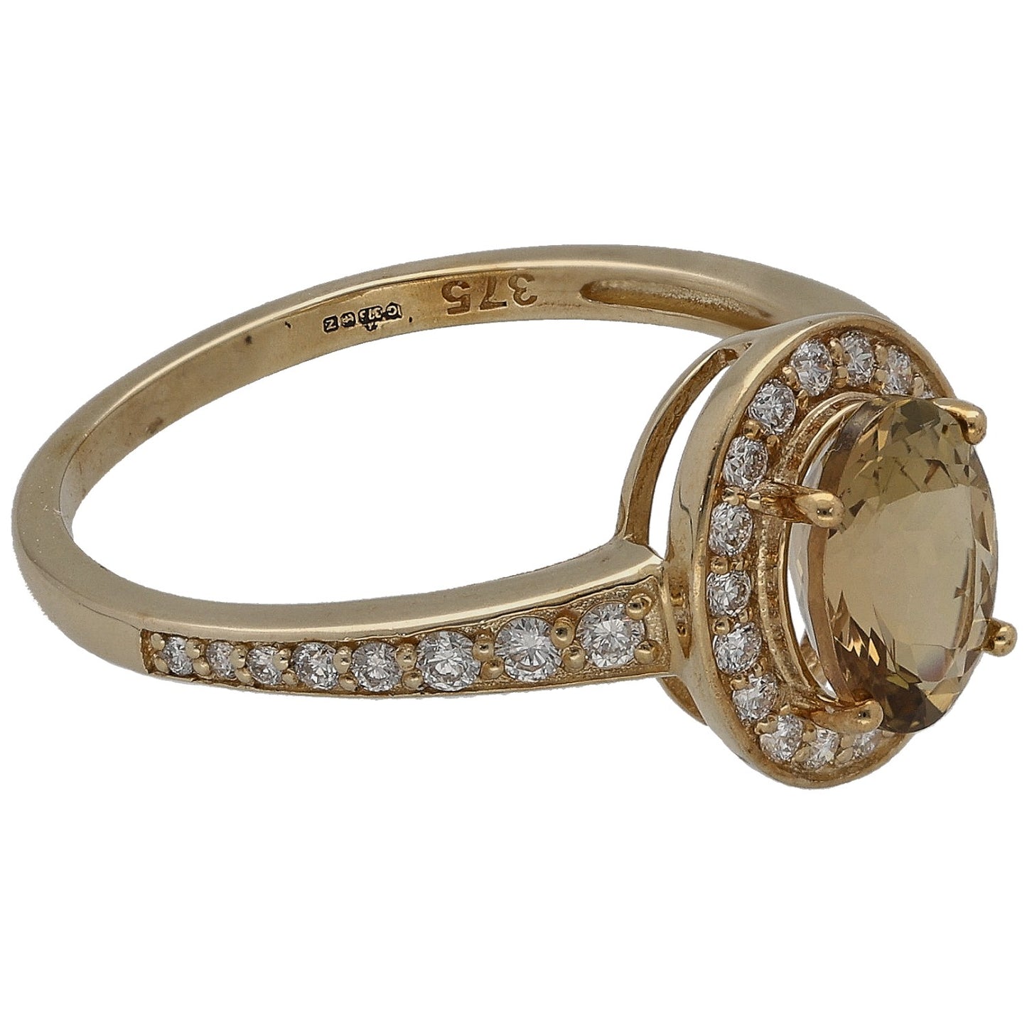 9ct Gold Spodumene & 0.44ct Diamond Dress/Cocktail Ring Size Q