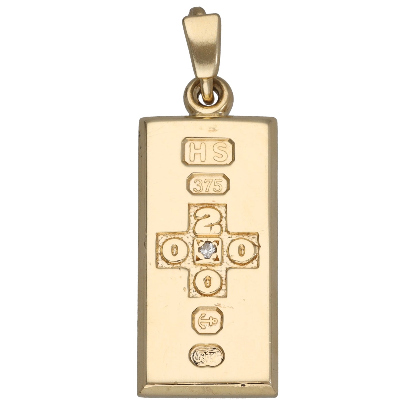 9ct Gold 0.01ct Diamond Ingot Pendant