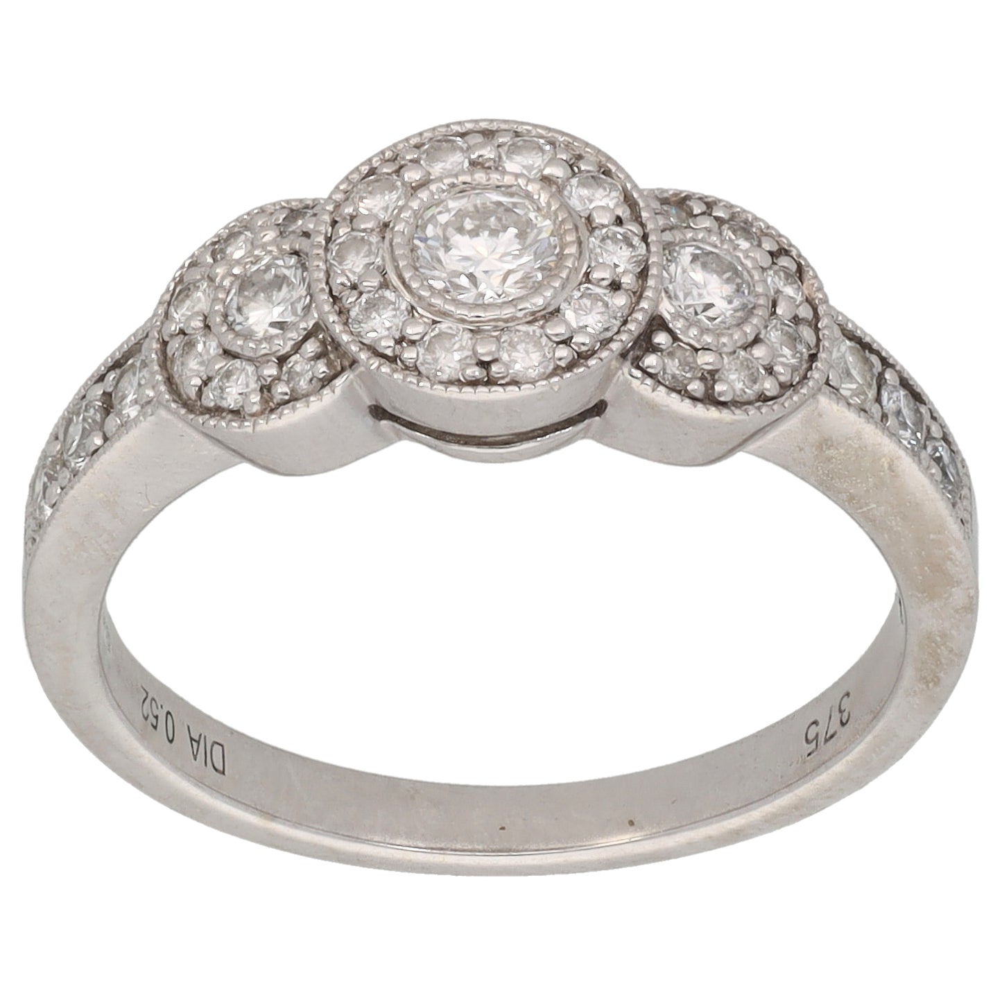 9ct White Gold 0.52ct Diamond Dress/Cocktail Ring Size N