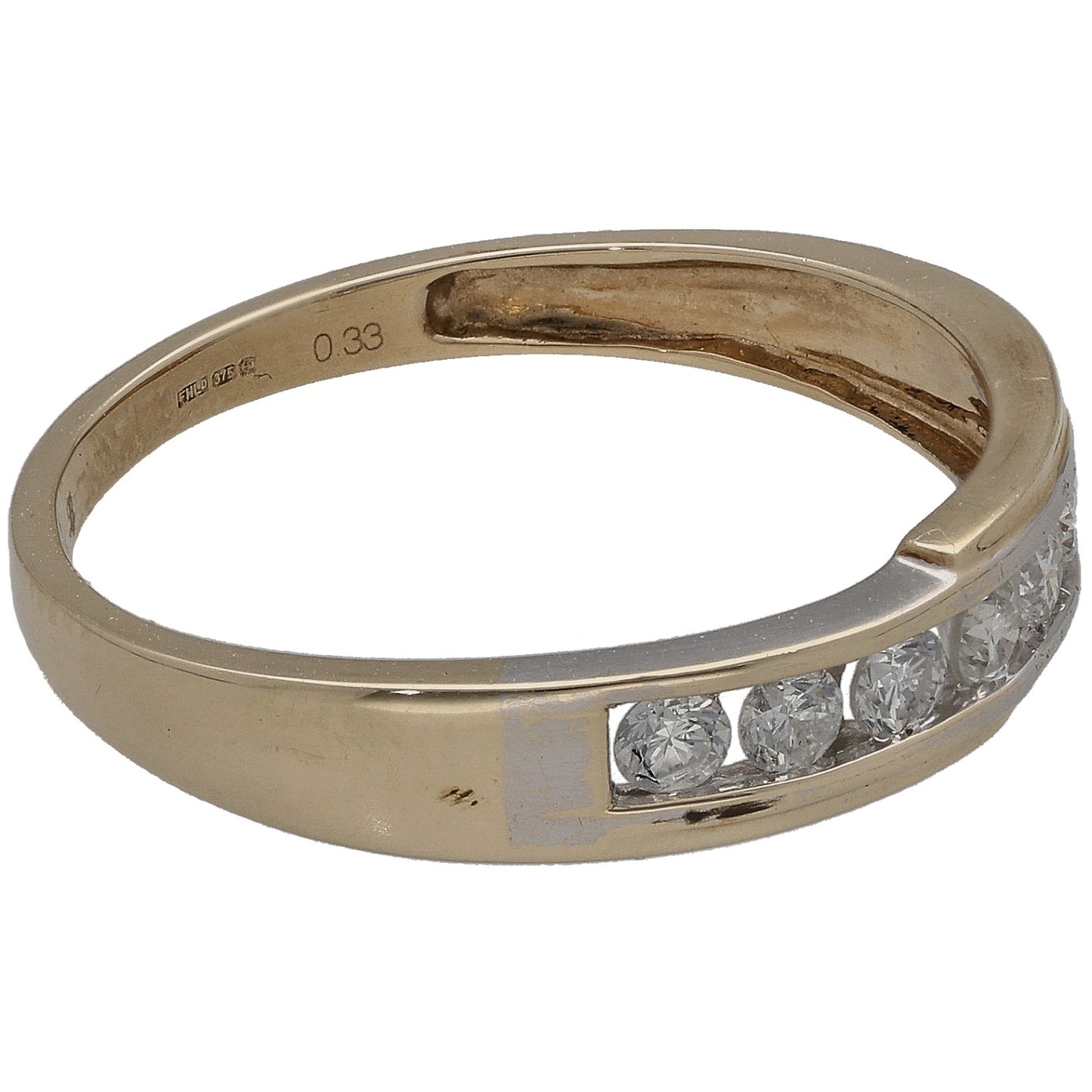 9ct Bicolour Gold 0.33ct Diamond Half Eternity Ring Size P